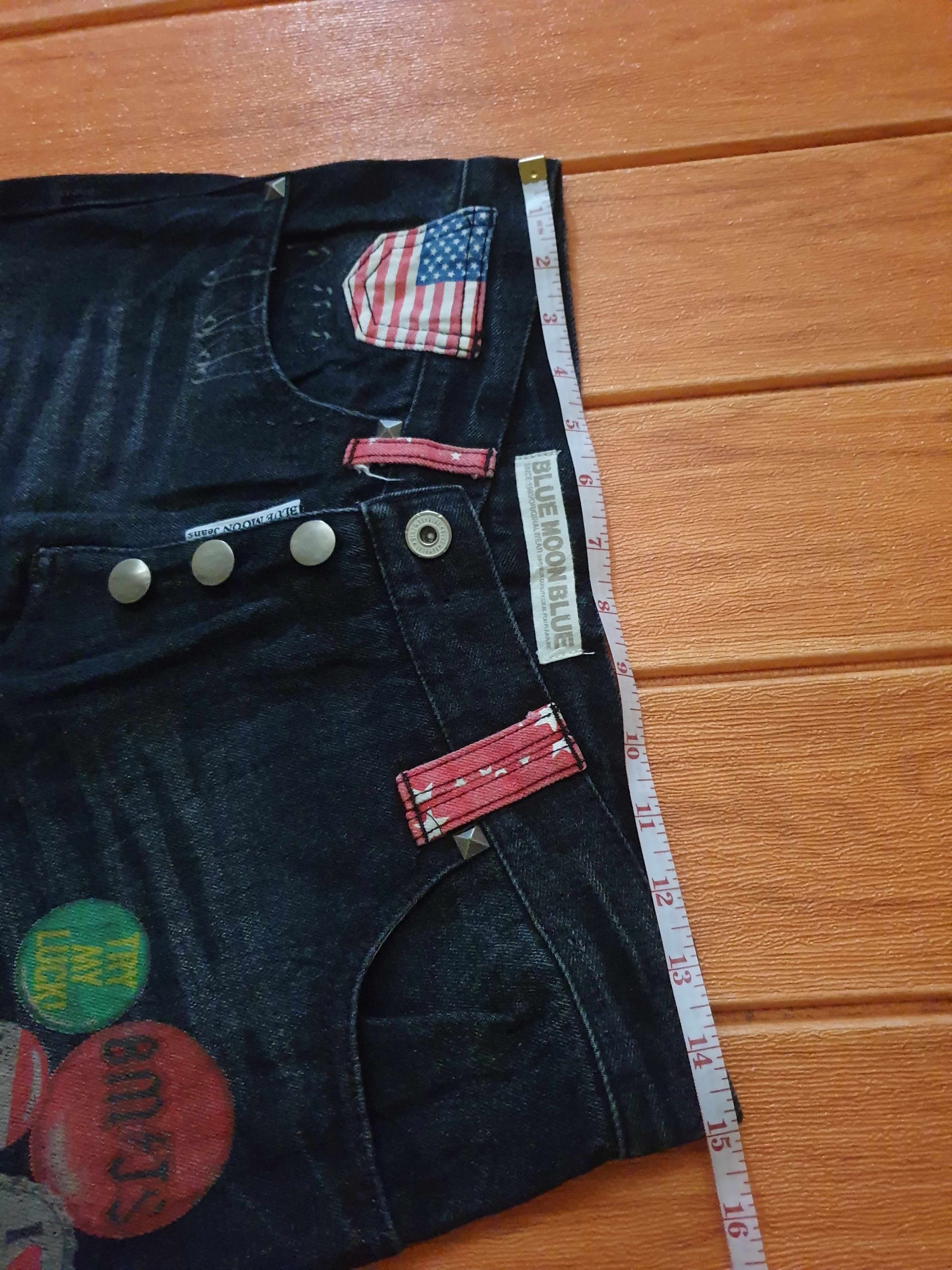 Japanese Brand 💥Blue Moon Blue accessory band print denim jeans Size US 30 / EU 46 - 9 Thumbnail