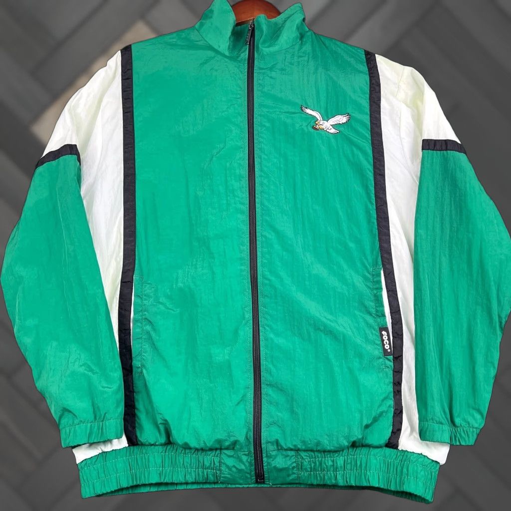 NFL Tracksuit Jacket Pants Men's M Green Nylon Zip NFL Team Apparel
