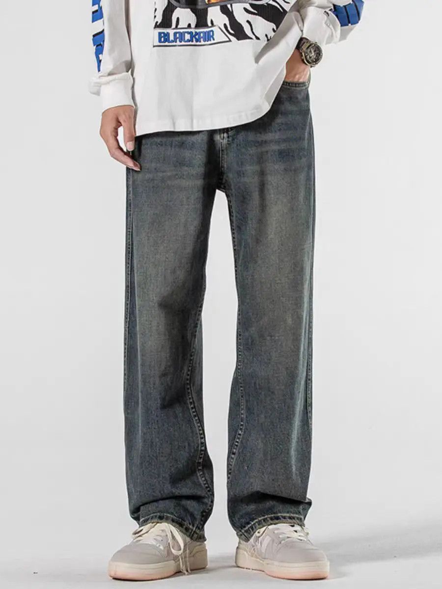 Japanese Brand Vintage washed and padded loose fit straight leg jeans Size US 32 / EU 48 - 5 Thumbnail