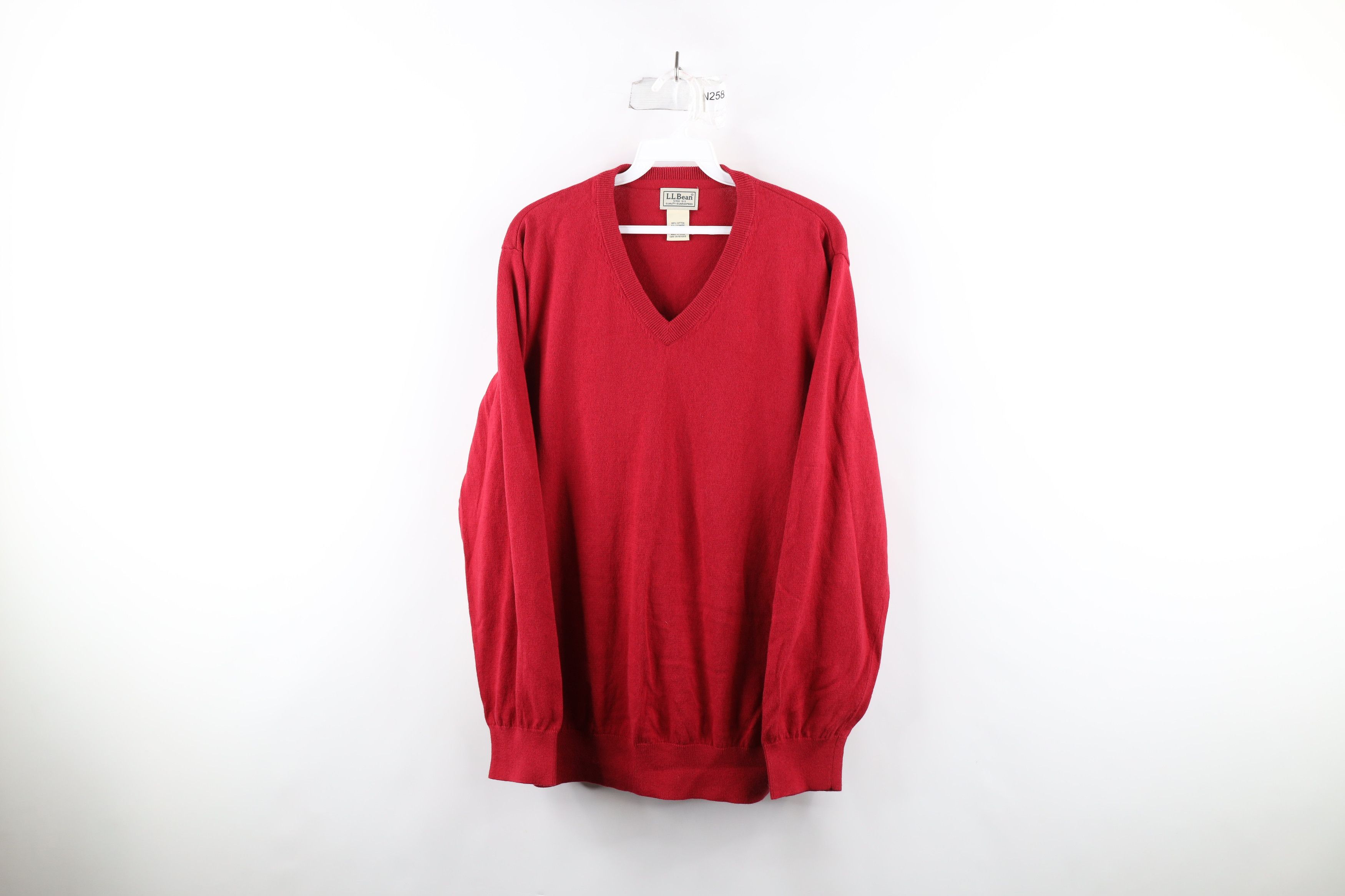 Vintage LL Bean Cashmere Blend Knit V-Neck Sweater Red