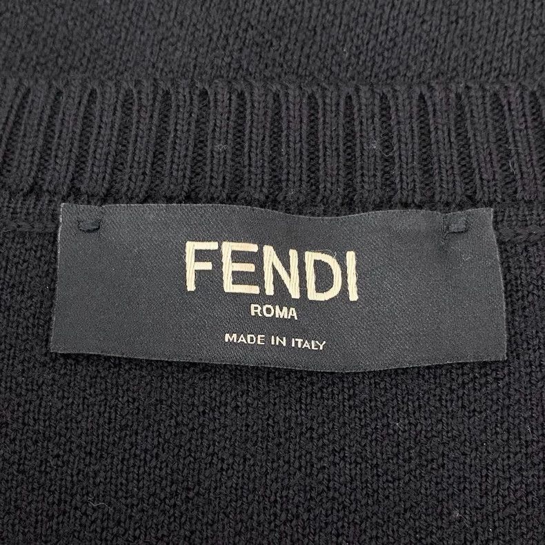 Fendi FENDI Black Side Logo Letter Pattern Wool Crew Neck Long S Size US M / EU 48-50 / 2 - 5 Thumbnail