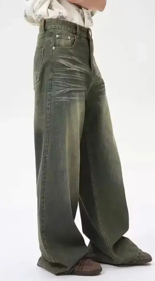 Japanese Brand Retro nostalgic style washed straight mop distressed jeans Size US 32 / EU 48 - 5 Thumbnail