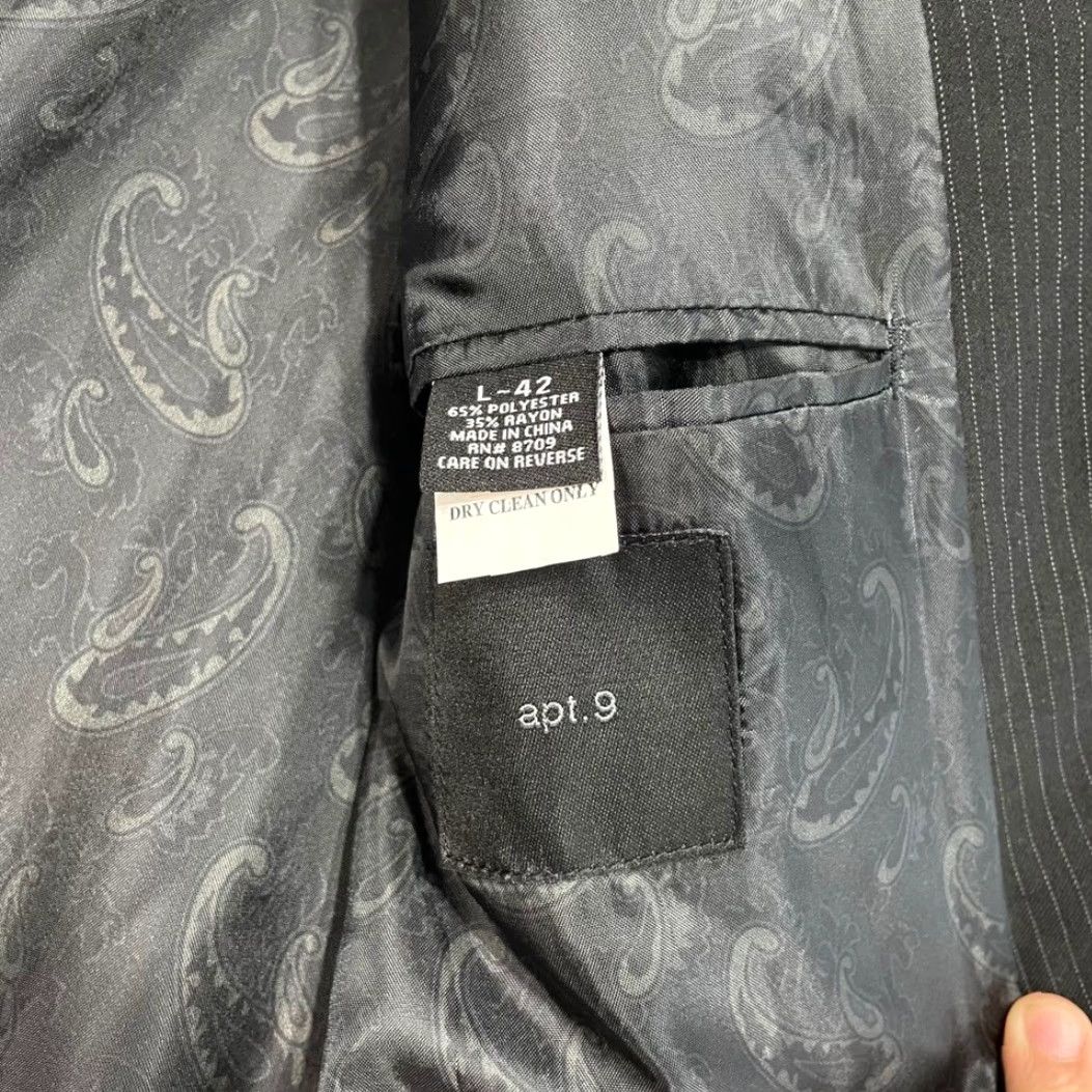 Apt. 9 Apt. 9 Black 3 Button Paisley Lining Blazer Jacket Men 42L Long Coat Sport Coat Mens Size 42R - 5 Thumbnail