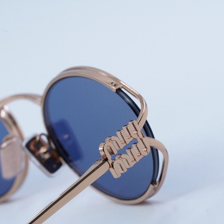 Miu Miu Miu Miu MU52YS ZVF1V1 Sunglasses Pink Gold Oval Frame Size ONE SIZE - 7 Thumbnail