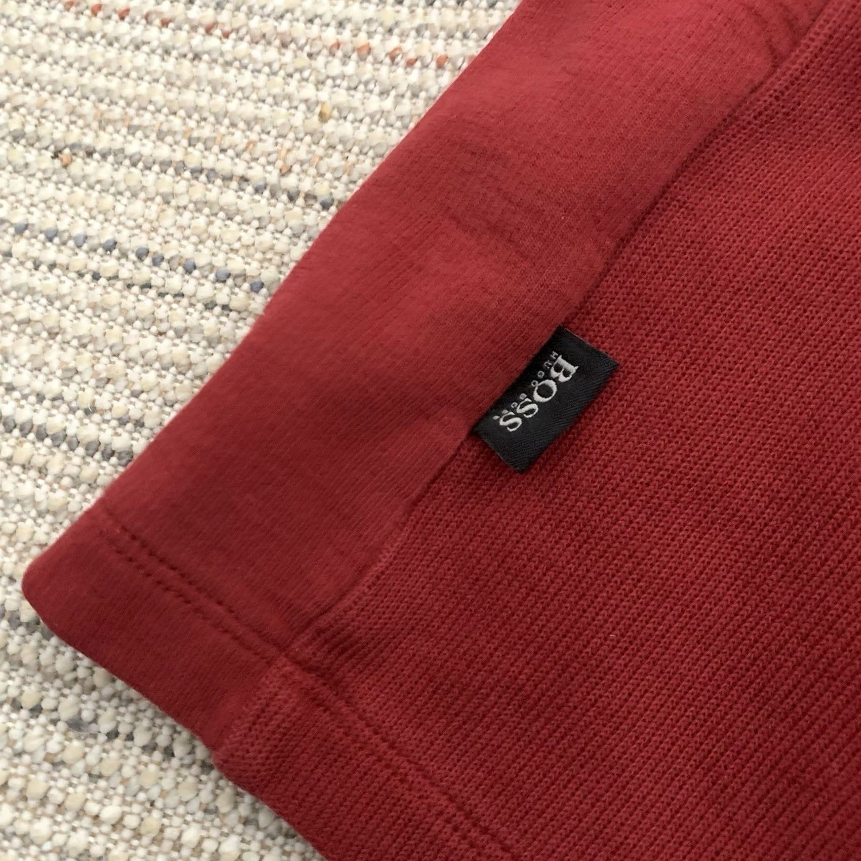 Hugo Boss HUGO BOSS Sweater Pullover 1/4 Zip Mens Large Brick Red 100% Cotton Mock Neck Long Sleeve Size US L / EU 52-54 / 3 - 4 Thumbnail