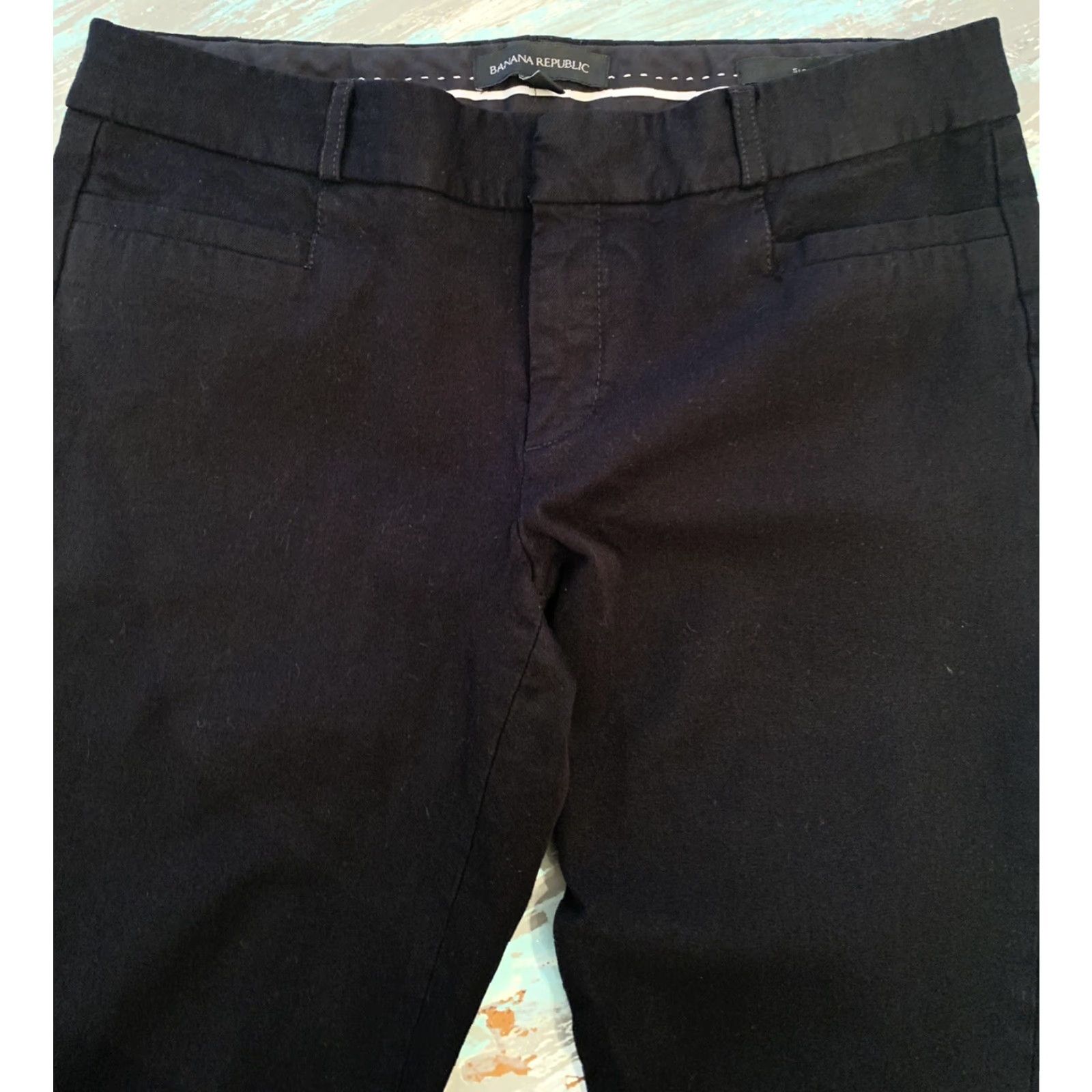 Banana Republic VINTAGE Banana Republic 6 Women's Black Cotton Blend Sloan Dress Pants Crop 24" Inseam Size 28" / US 6 / IT 42 - 5 Thumbnail