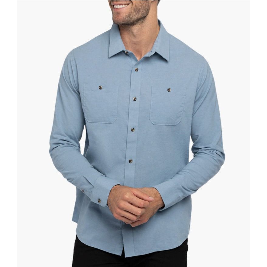 TravisMathew Travis Mathew Cloud Flannel Shirt M Faded Denim Minimalist Size US M / EU 48-50 / 2 - 1 Thumbnail