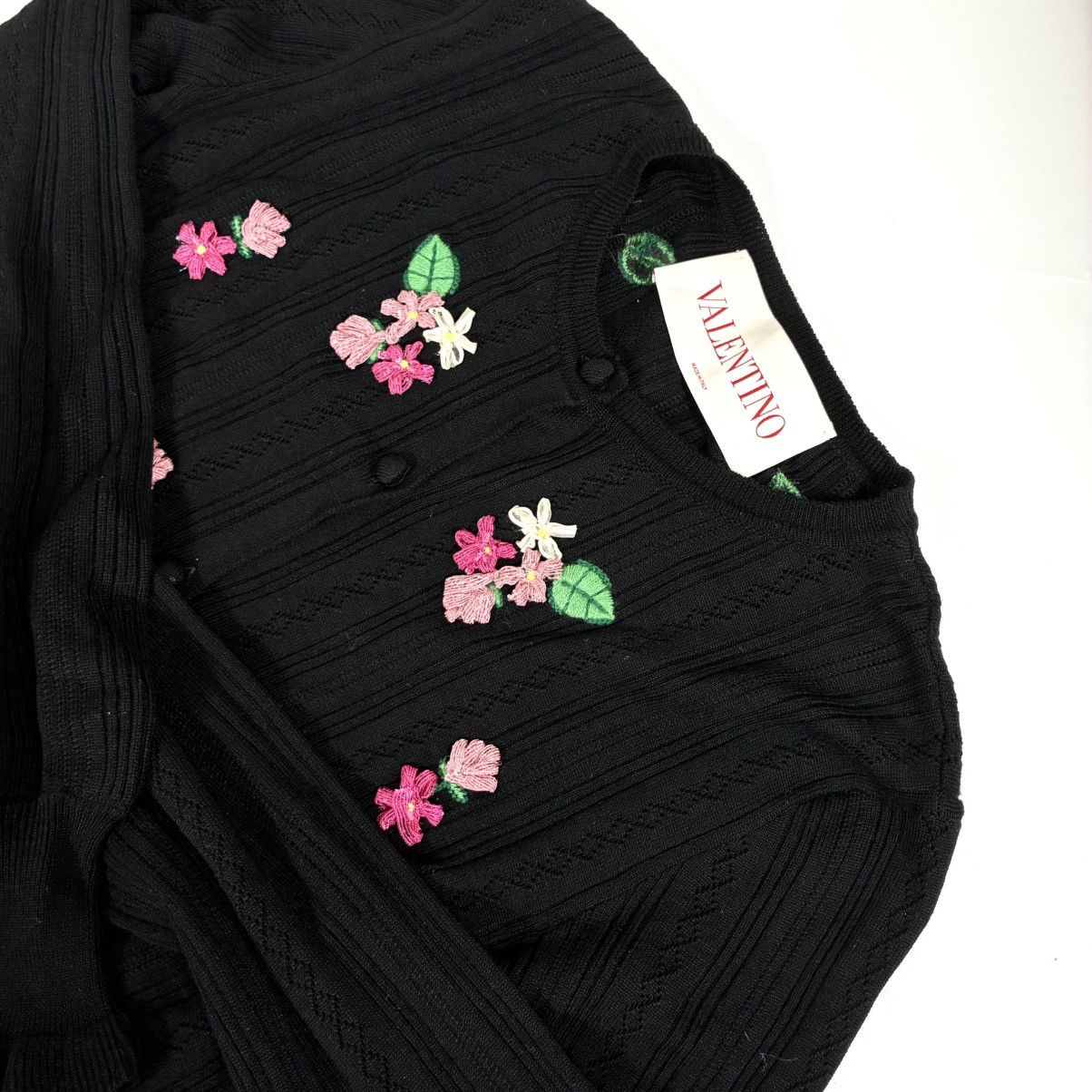 Valentino Valentino Garavani Floral Embroidered Wool Cardigan S Black Size S / US 4 / IT 40 - 6 Thumbnail
