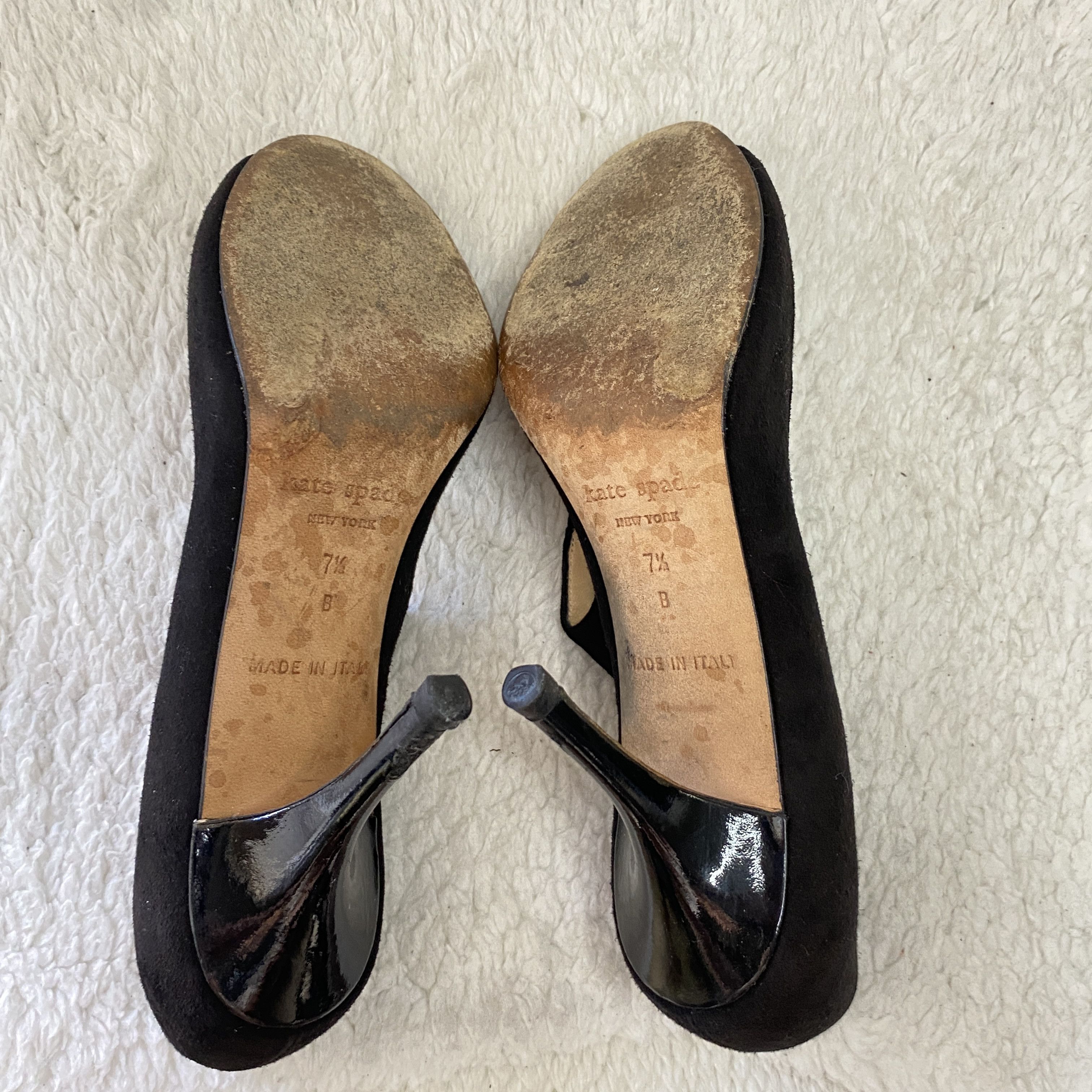 Kate Spade Kate Spade Black Suede Patent Leather Peep Toe Bow Pumps Size US 7.5 / IT 37.5 - 17 Thumbnail