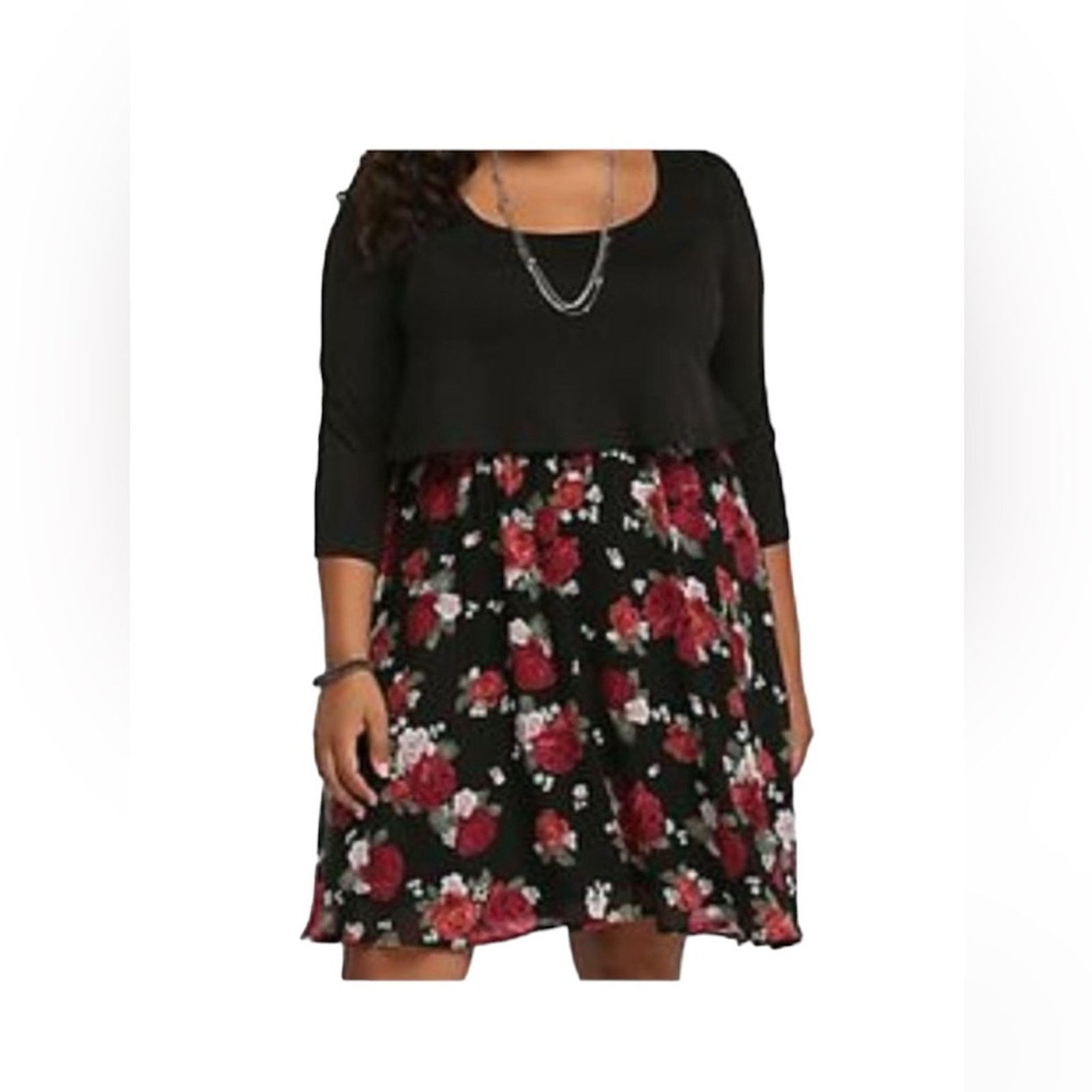 Torrid Torrid Knit Floral Double Layer Dress Size XXL / US 16-18 / IT 52-54 - 1 Thumbnail