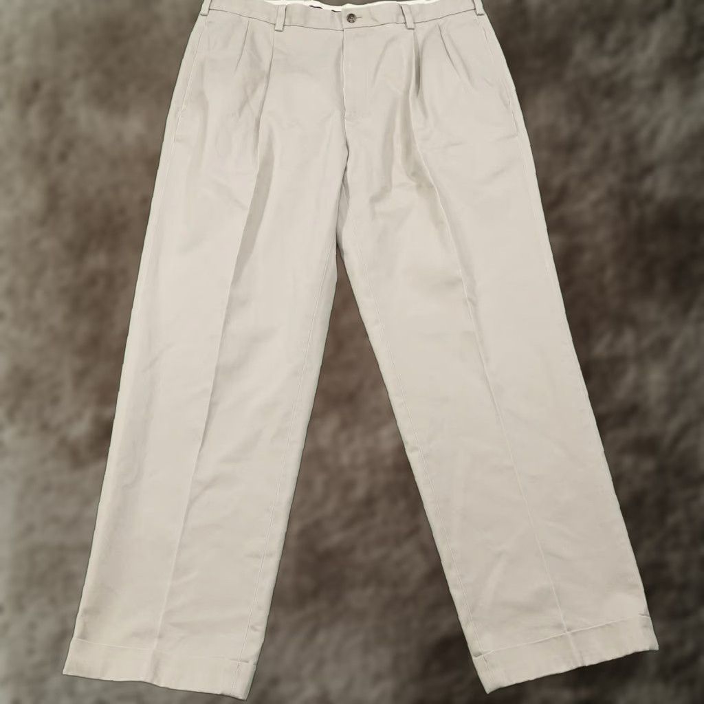 Brooks Brothers Brooks Brothers Pants Adult 38x30 Beige Chino Clark Fit Advantage Pleated Cuffed Cotton Mens Size US 38 / EU 54 - 1 Thumbnail