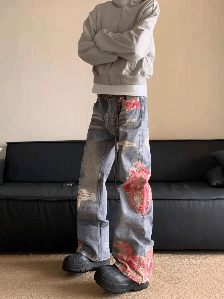 Japanese Brand × Jean × Vintage High street printed patchwork retro Y2K flared baggy jeans Size US 34 / EU 50 - 4 Thumbnail