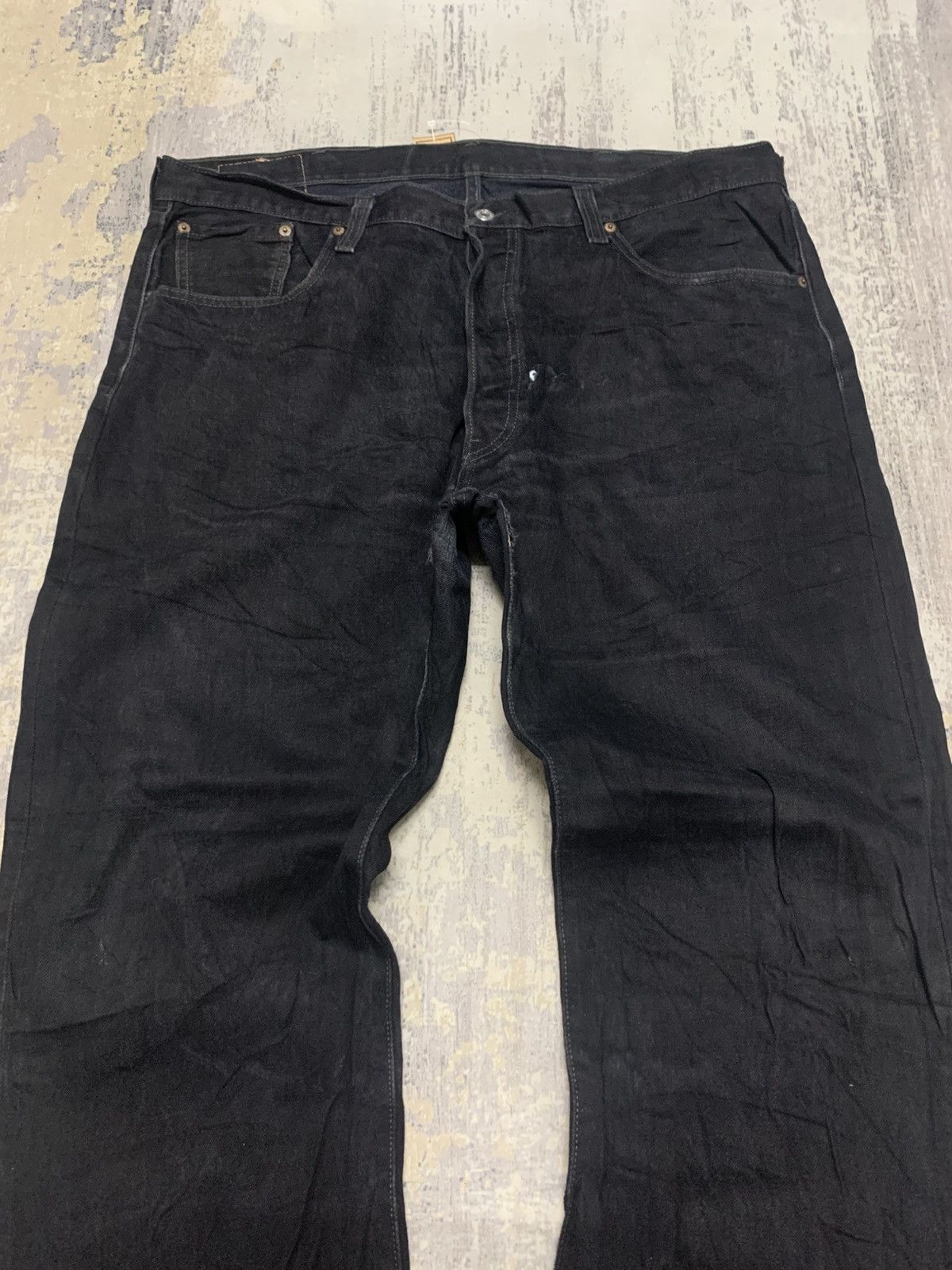 Levi's Size 40x31.5 Vintage 90s Levi's 501 Super Black Jeans Size US 40 / EU 56 - 2 Thumbnail