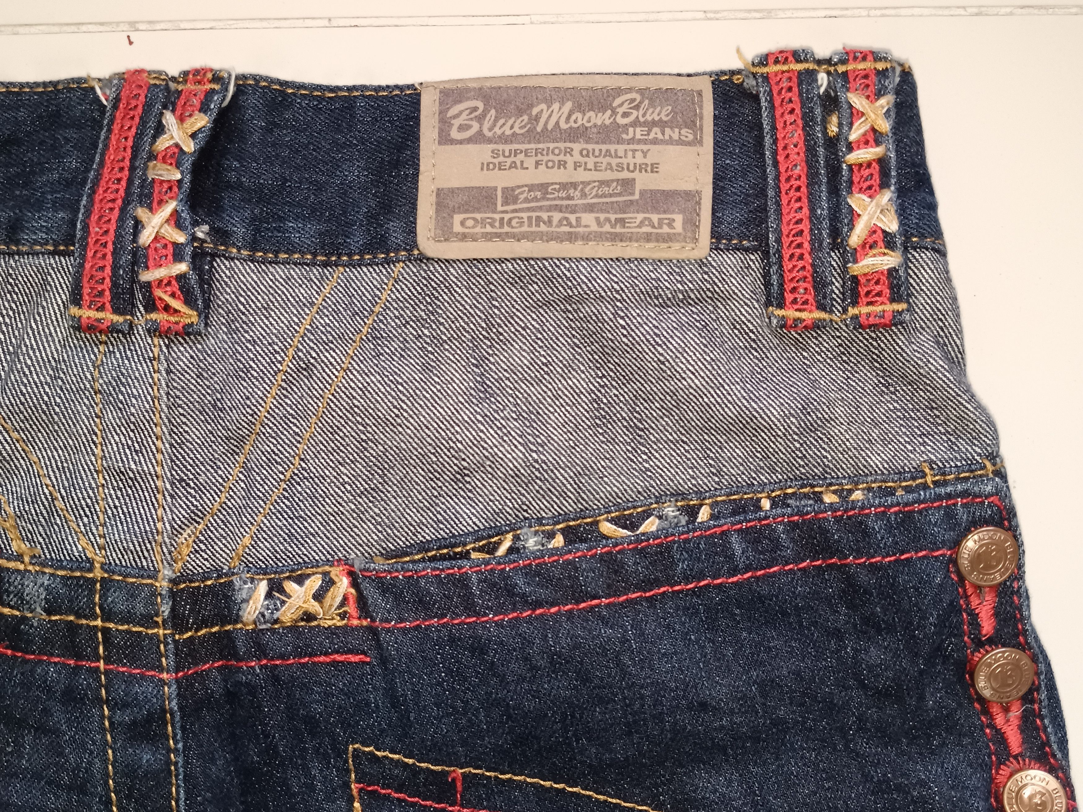 14th Addiction × Hysteric Glamour × If Six Was Nine Japanese Y2K Blue Moon Blue Flare Distressed Jeans Size US 31 - 4 Thumbnail