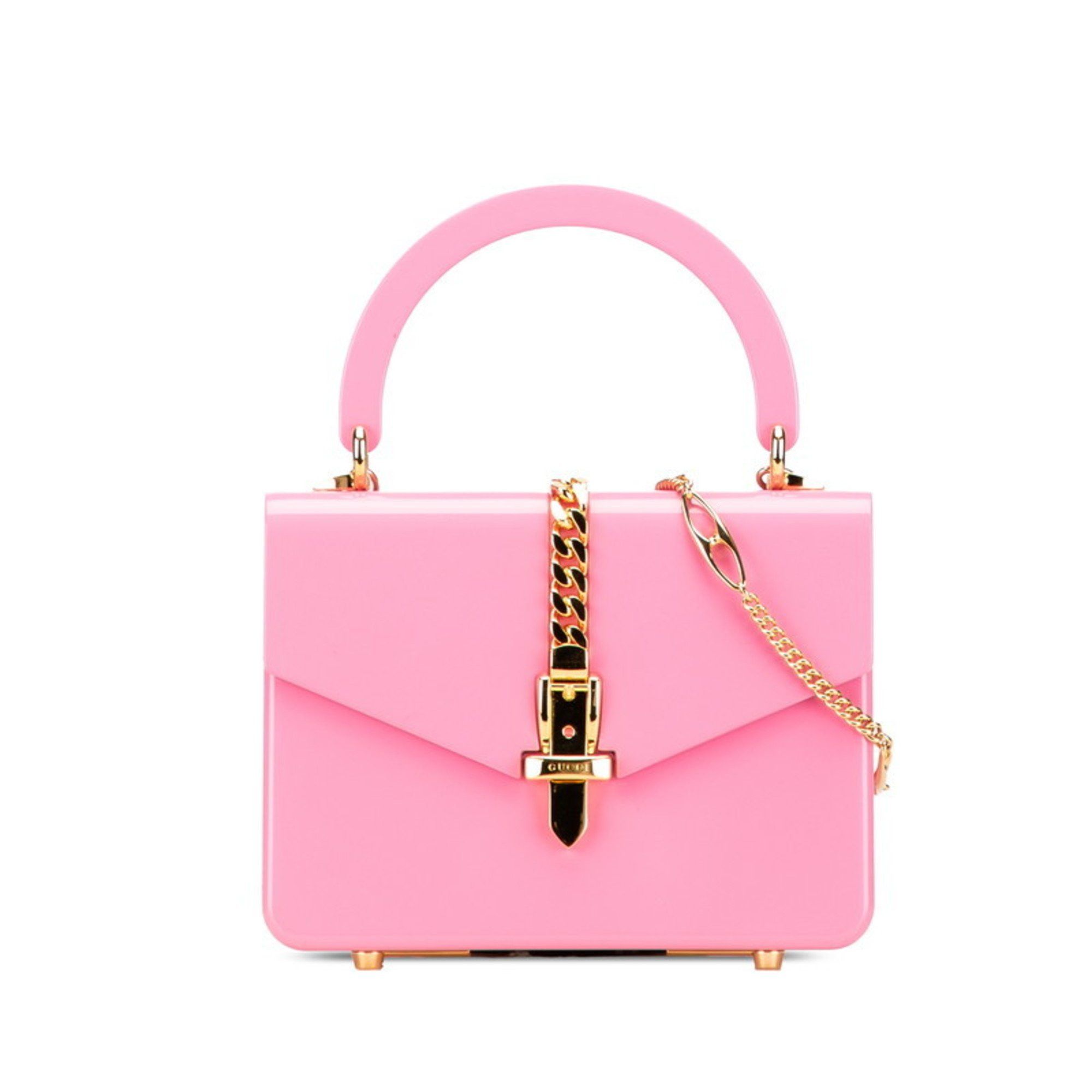 Gucci Sylvie 1969 Handbag Chain Shoulder Bag 2WAY 589482 Pink Gold Plastic Women's GUCCI