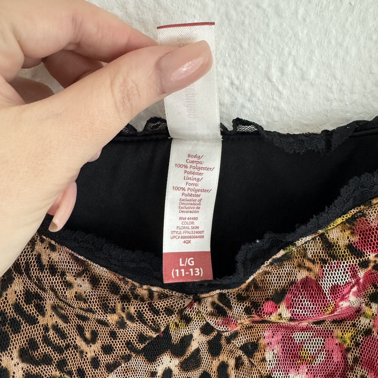 Other Vintage Y2K Tan Pink Leopard Rose Corset Mesh Cami Tank Top Size L / US 10 / IT 46 - 10 Thumbnail