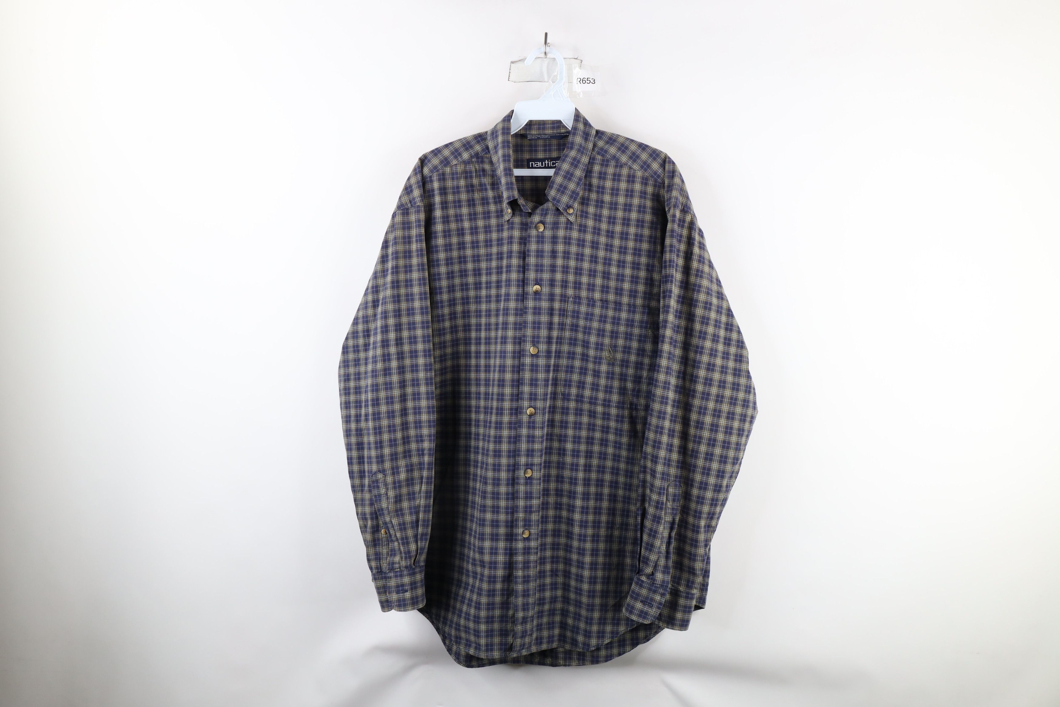 Nautica × Vintage Vintage 90s Nautica Fit Collared Button Down Shirt Plaid Size US M / EU 48-50 / 2 - 1 Thumbnail