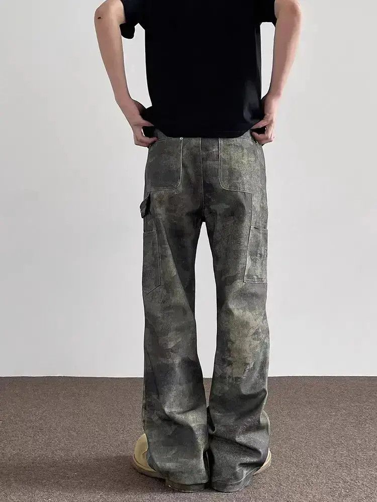 Japanese Brand Vintage washed camouflage distressed micro flare jeans Size US 32 / EU 48 - 3 Thumbnail