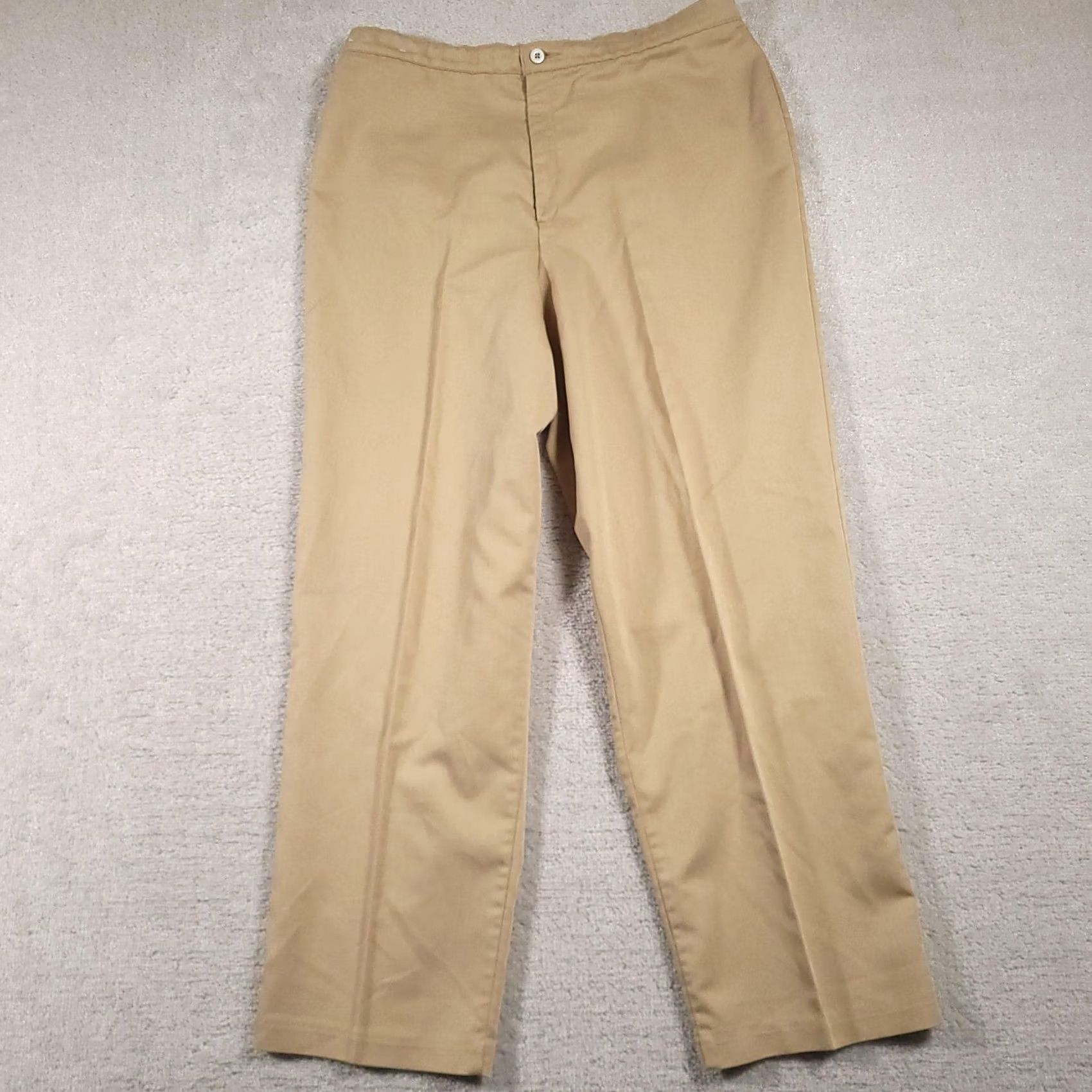 JCPenney JCPenney Pants Mens 34x29 Khaki Flat Front Classic Fit Chino Cotton Casual Size US 31 - 2 Thumbnail