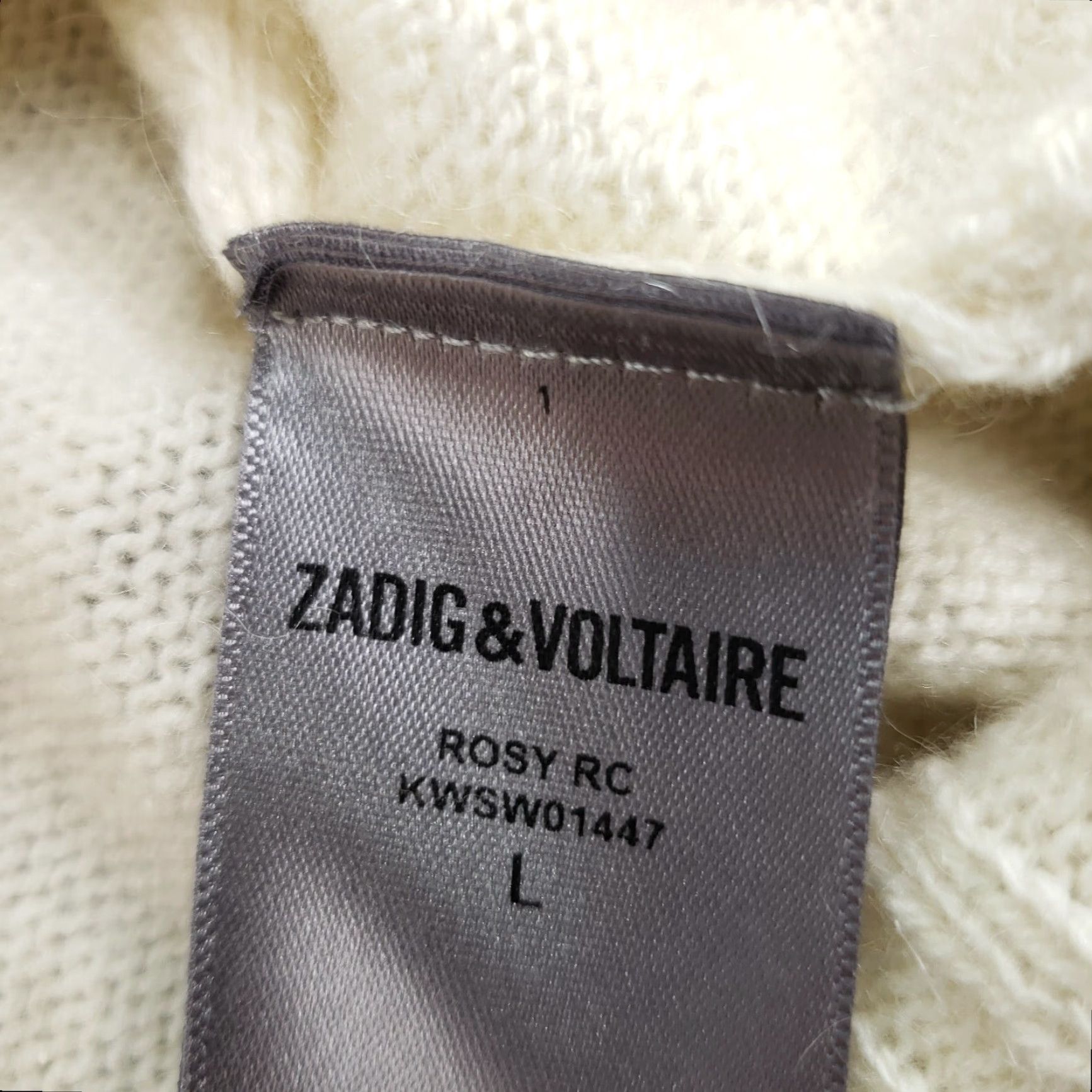 Zadig & Voltaire Zadig & Voltaire Sweater Womens Large Beige Rosy V-Neck Pullover Cashmere Italy Size L / US 10 / IT 46 - 6 Thumbnail