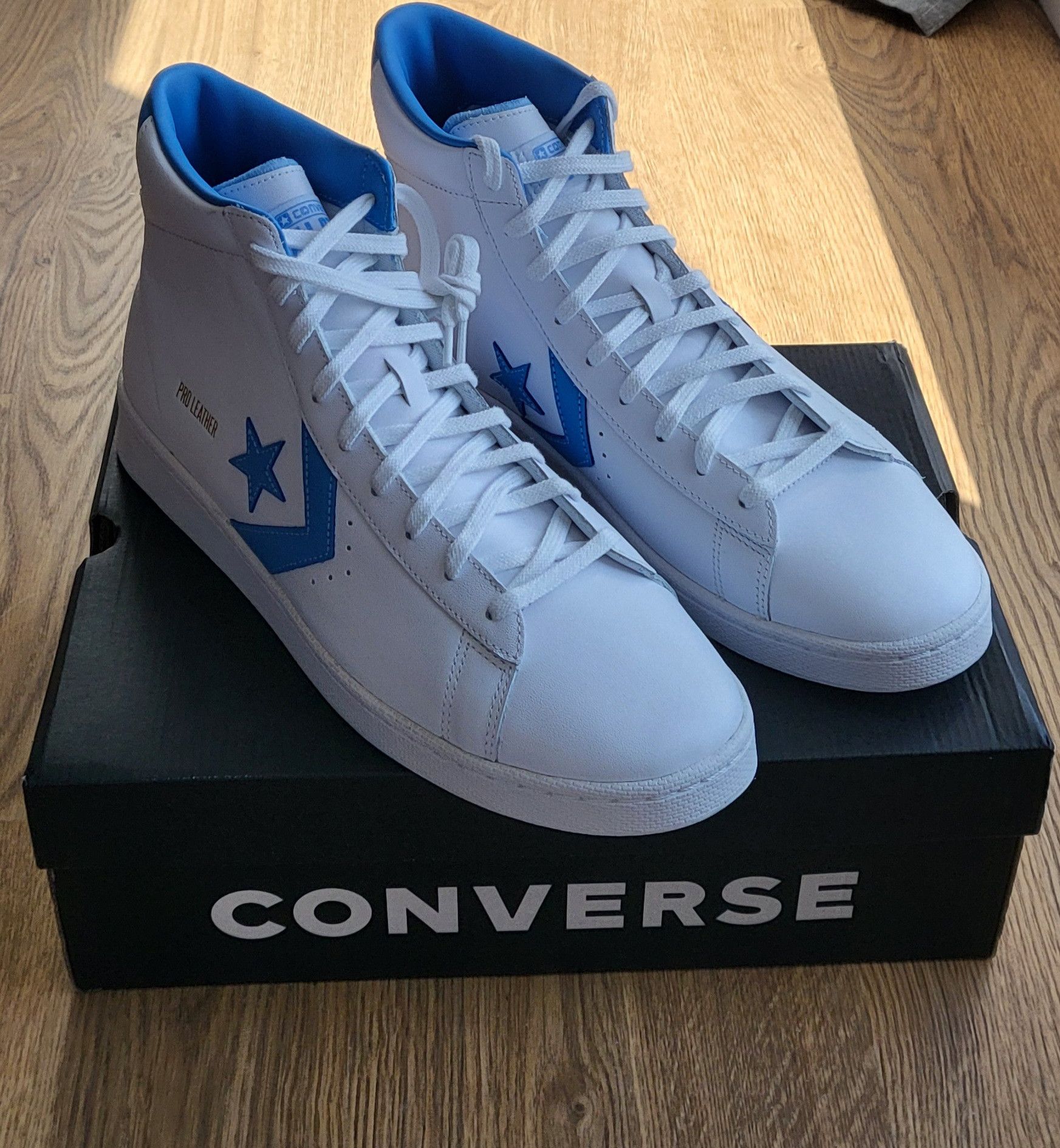 Converse Converse Pro Leather Hi White Coast Blue Grailed