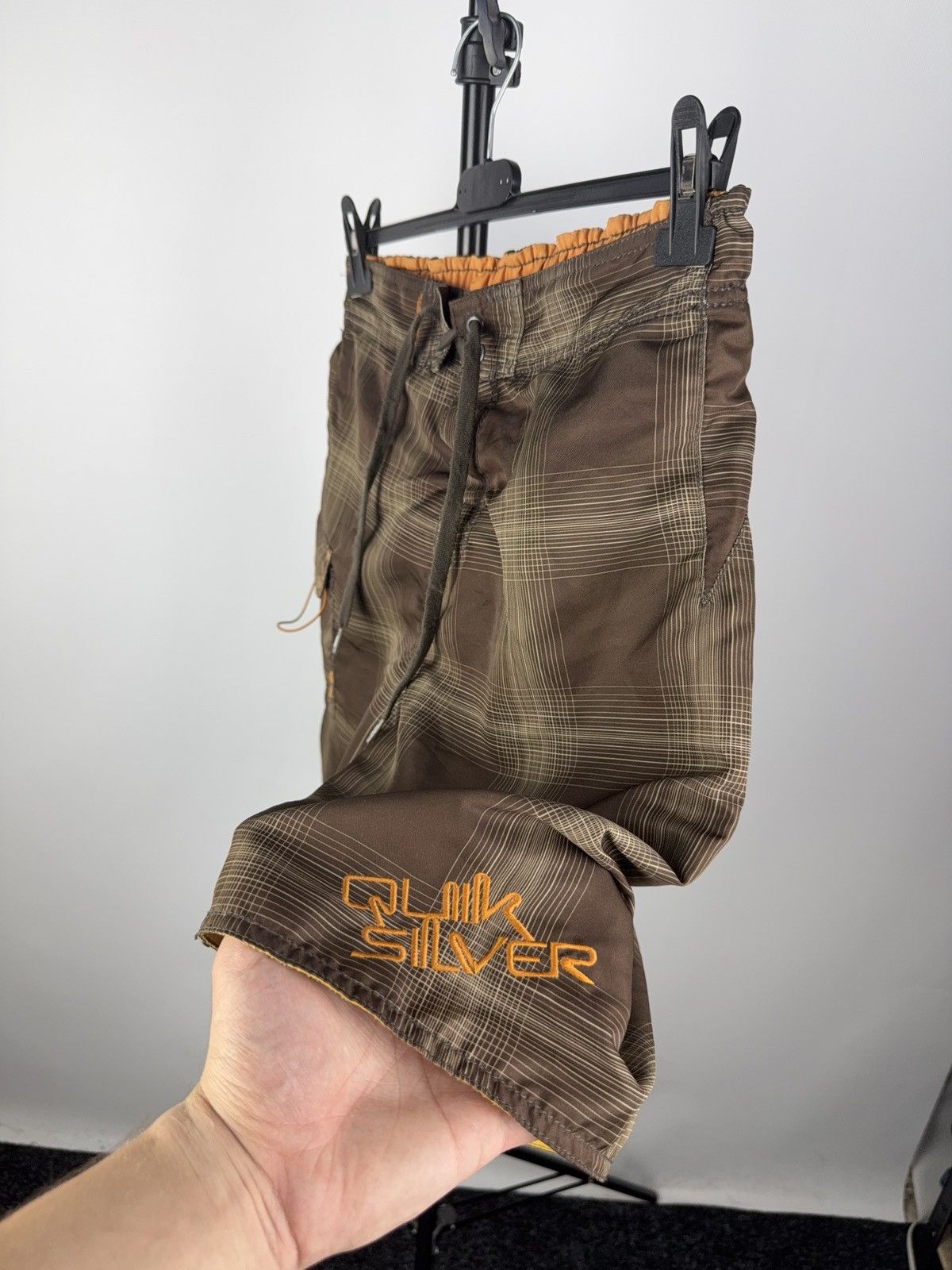 Quiksilver × Vintage Y2K Quiksilver Plaid Board Shorts Brown Orange Surf Style Size US 34 / EU 50 - 3 Thumbnail