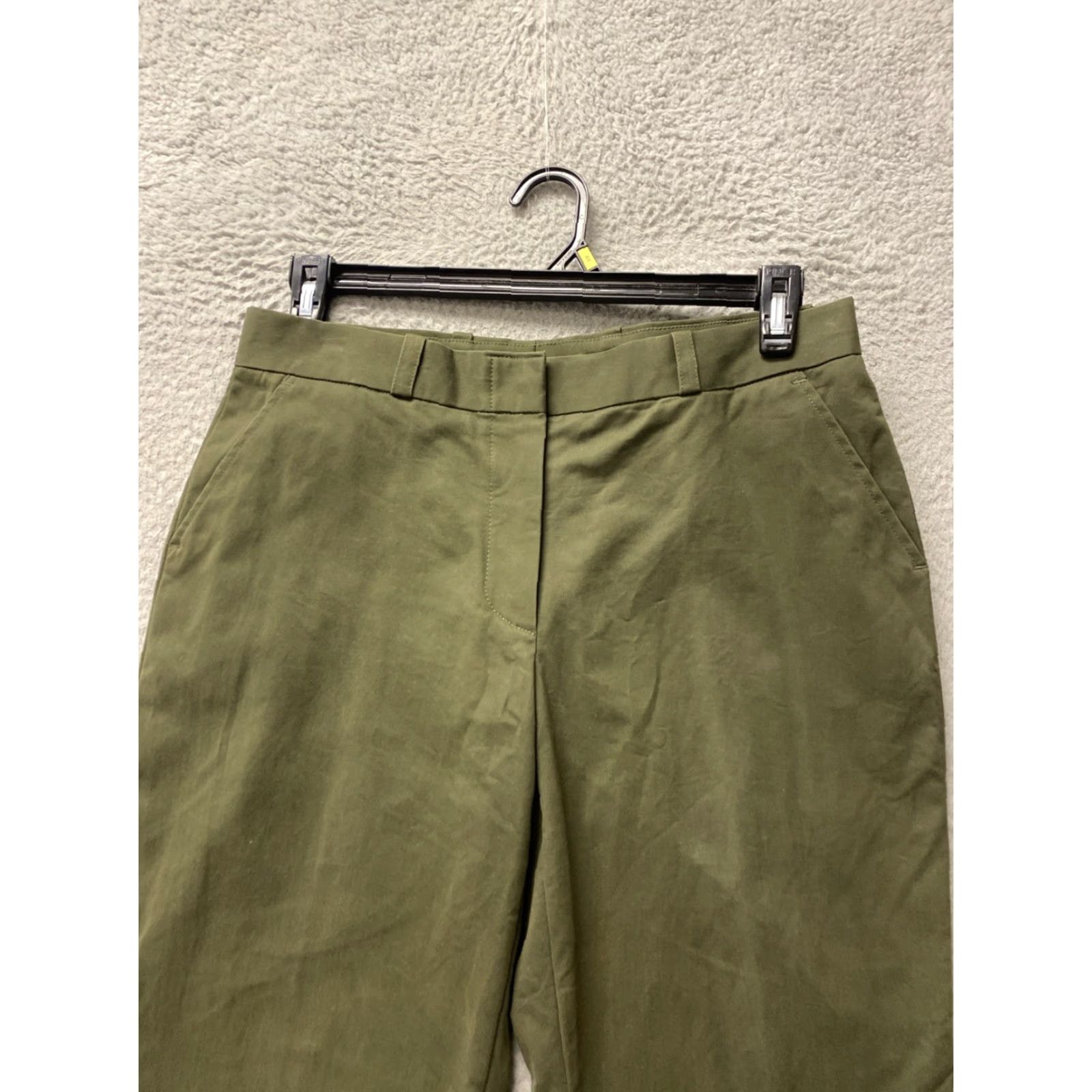 Lee BELL Women’s Chino Pants DARK GREEN Straight Leg 8M Split Button Zip Casual Workwear 36in Inseam Cotton Polyester Twill Ladies Pants Green Wool? Size 30" / US 8 / IT 44 - 2 Thumbnail