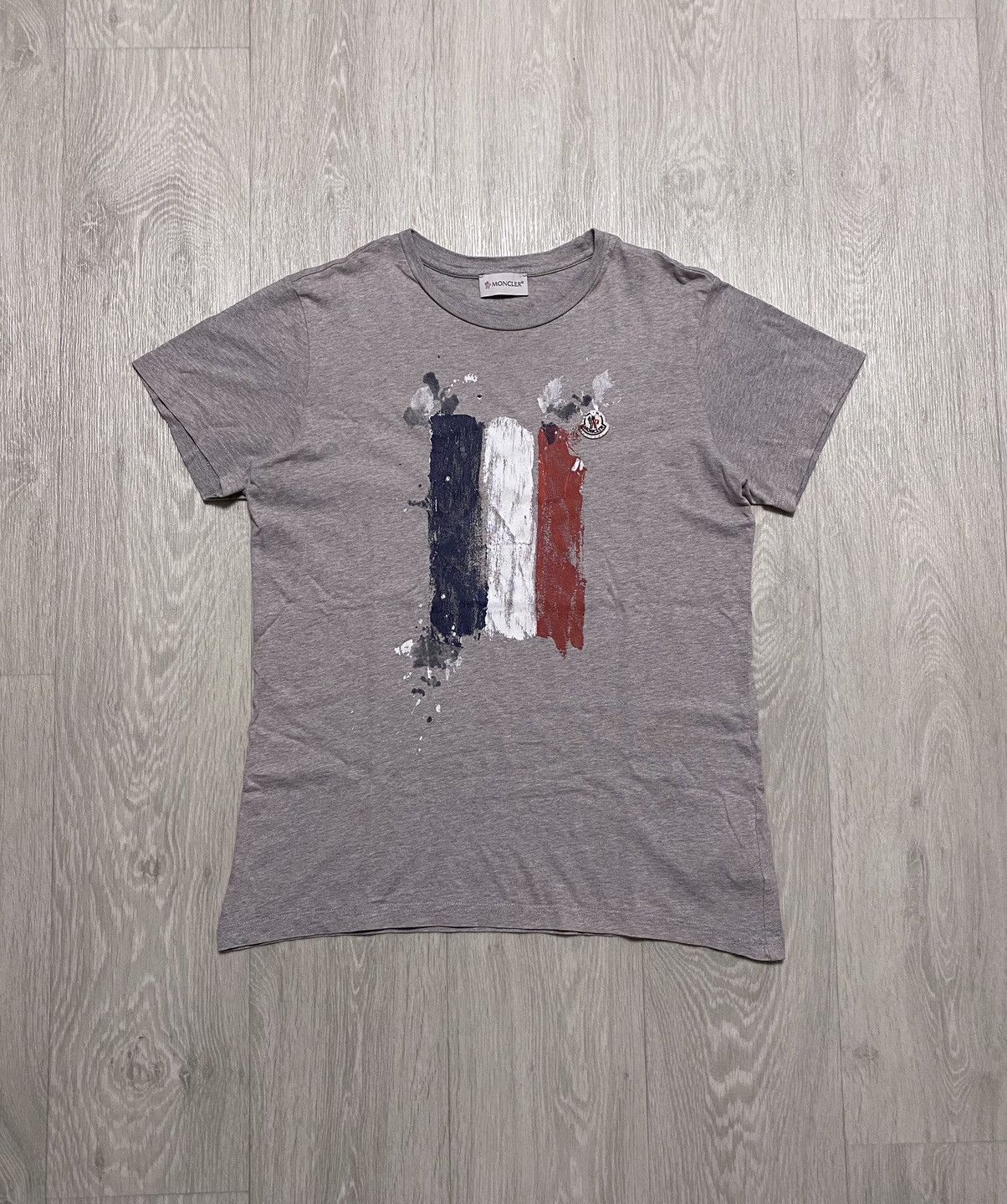 MONCLER グレー フランス国旗 Tシャツ M Moncler Women's Moncler Grey Maglia T-shirt France Flag Big