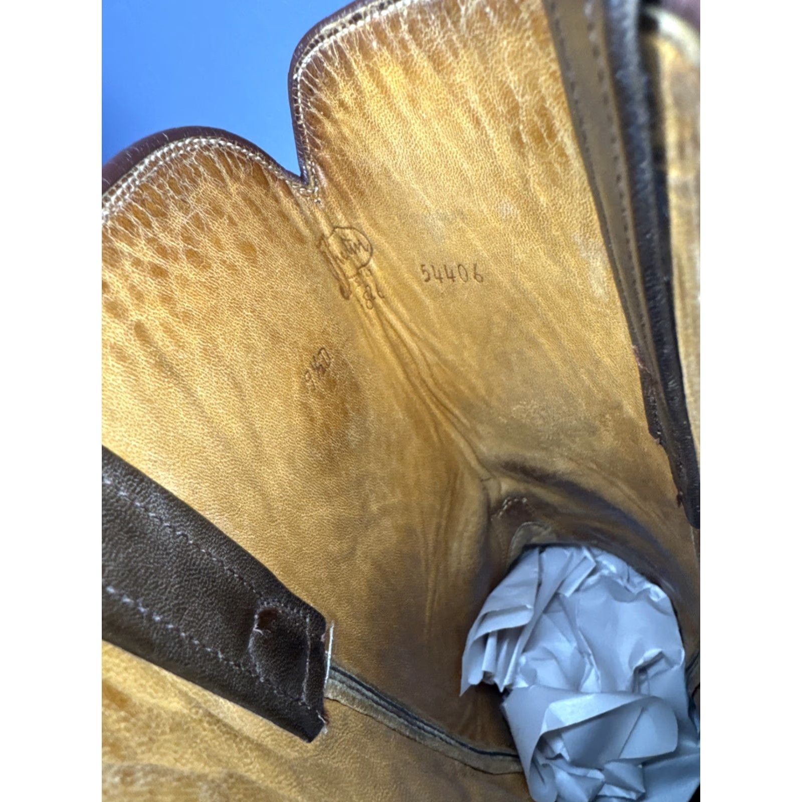 Justin Boots VINTAGE Justin Brown Leather Cowboys Boots Men’s 9.5 Western 3826 Cowboy Boot Mens Leather Outsole 70s Style Size US 10 / EU 43 - 7 Thumbnail