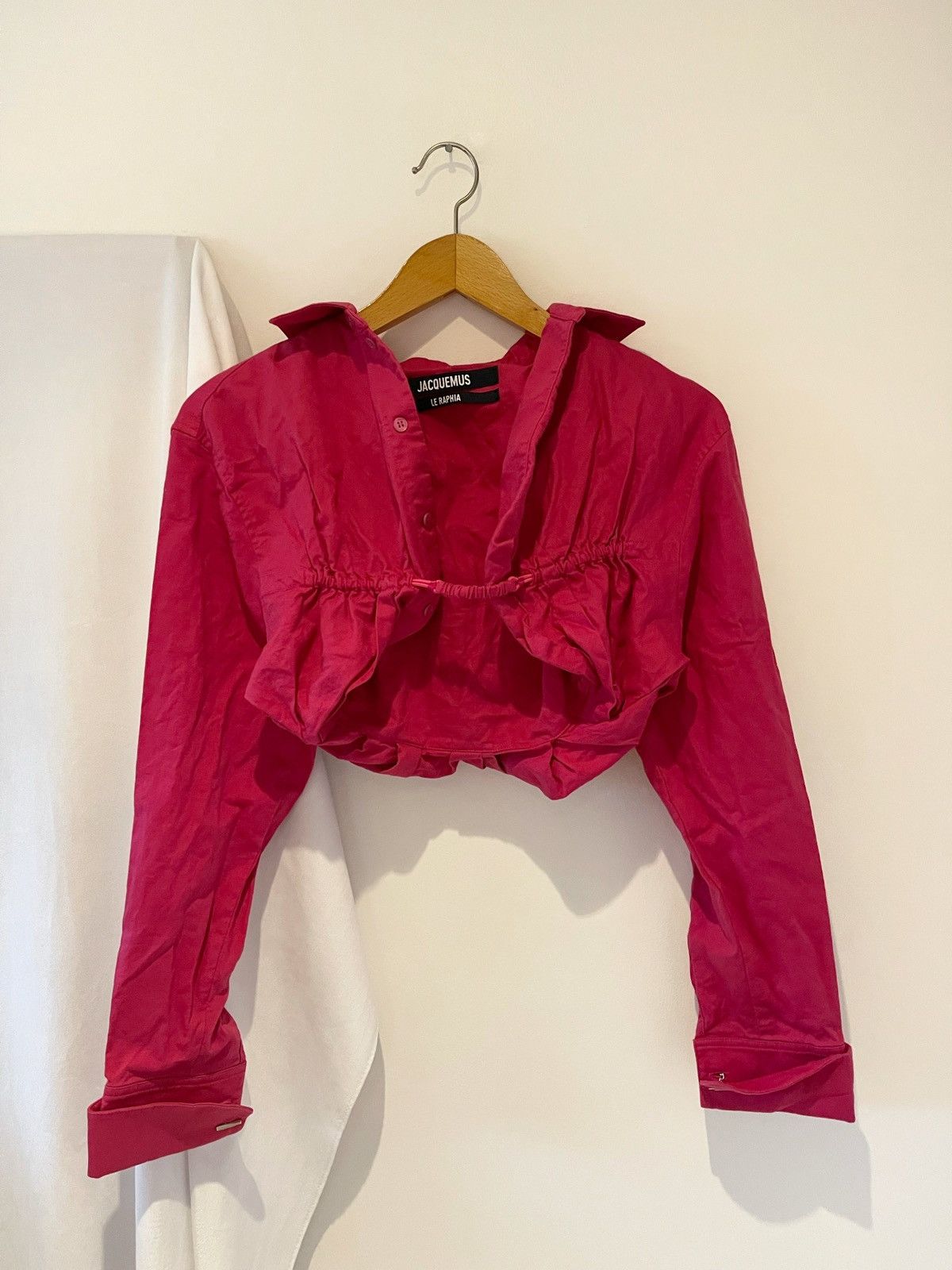 Jacquemus Jacquemus Pink Le Raphia 'La Chemise Machou' Cropped Shirt Size XXS / US 00 / IT 34 - 2 Thumbnail