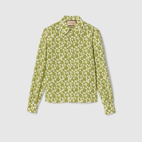 Gucci Gucci Floral Print Silk Crepe De Chine Shirt SIZE 38 Size ONE SIZE - 1 Thumbnail