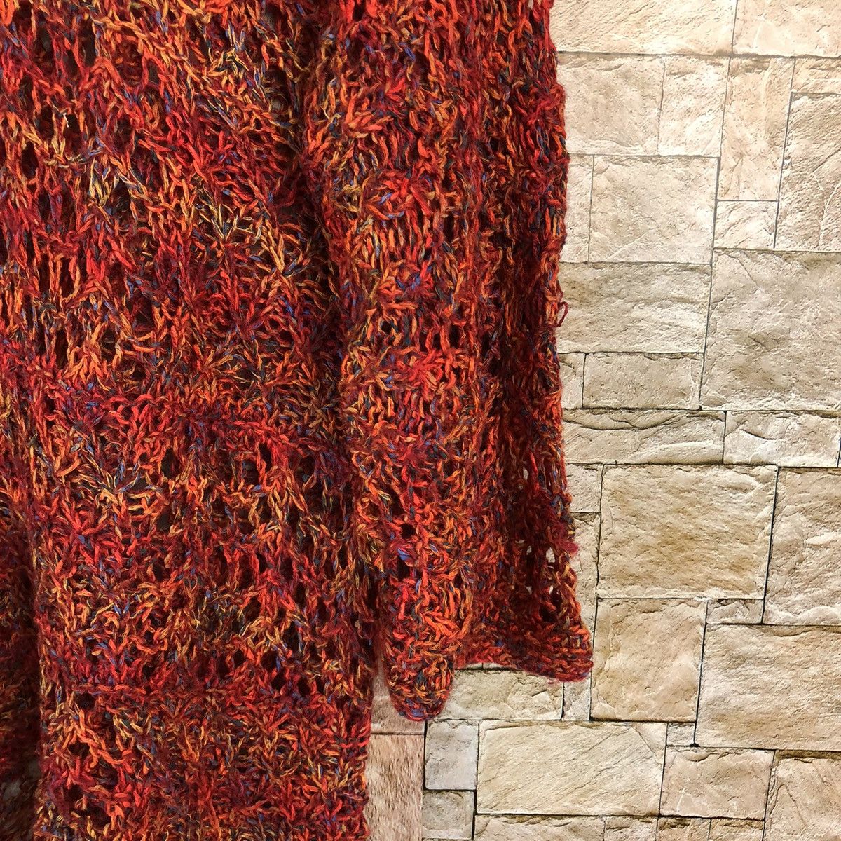 Homespun Knitwear × Japanese Brand × Vintage Japan crochet meshnet Orange Knitwear short sleeve #A1055 Size S / US 4 / IT 40 - 8 Thumbnail