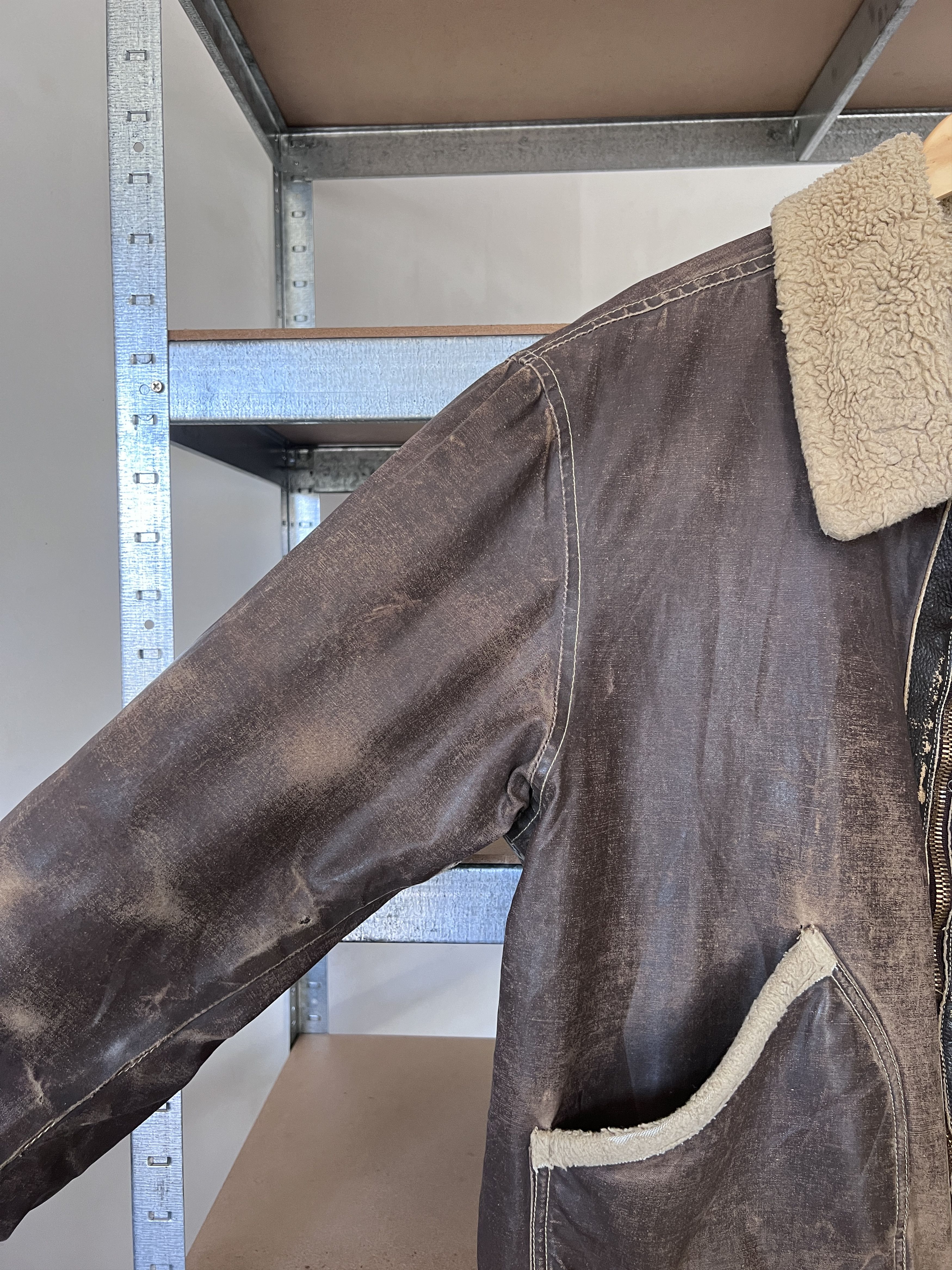 Diesel Diesel Vintage DMB 1955 Wax Sheepskin Distressed Jacket Size US XXL / EU 58 / 5 - 18 Thumbnail