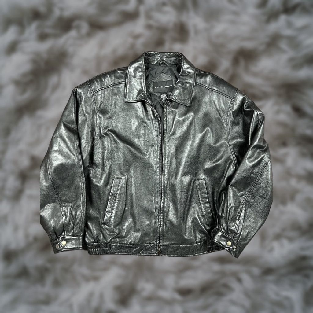 Croft & Barrow Croft & Barrow Leather Bomber Jacket Coat Men’s XL Black Quilted Lining Zip Size US XL / EU 56 / 4 - 1 Thumbnail