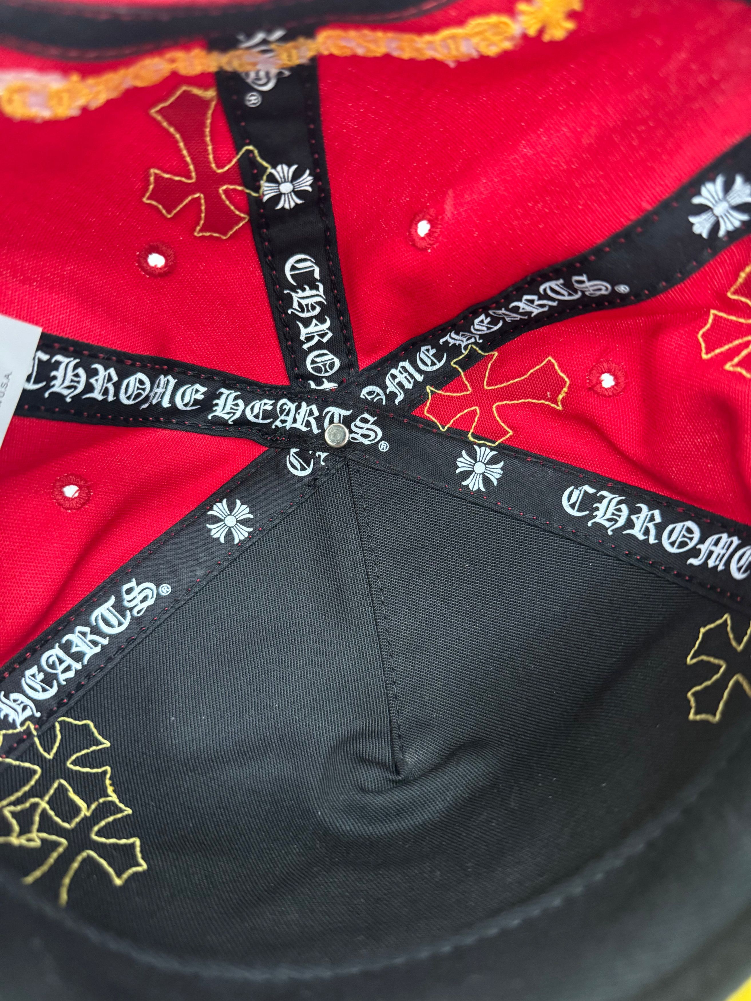 Chrome Hearts Chrome Hearts Red Yellow CH Patch Trucker Hat NEW Size ONE SIZE - 11 Thumbnail