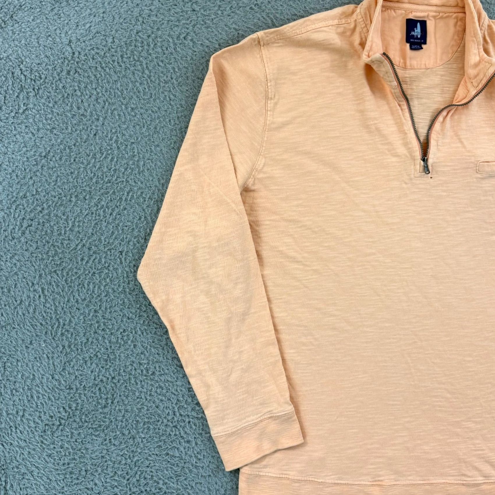 johnnie-O johnnie-O Shirt Mens XL Peach Long Sleeve 1/4 Zip Pocket Surf Pullover Preppy Size US XL / EU 56 / 4 - 5 Thumbnail