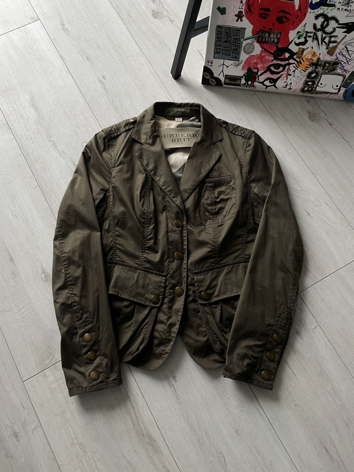 Burberry Burberry Brit Light Khaki Green Blazer Jacket Size XS / US 0-2 / IT 36-38 - 1 Thumbnail