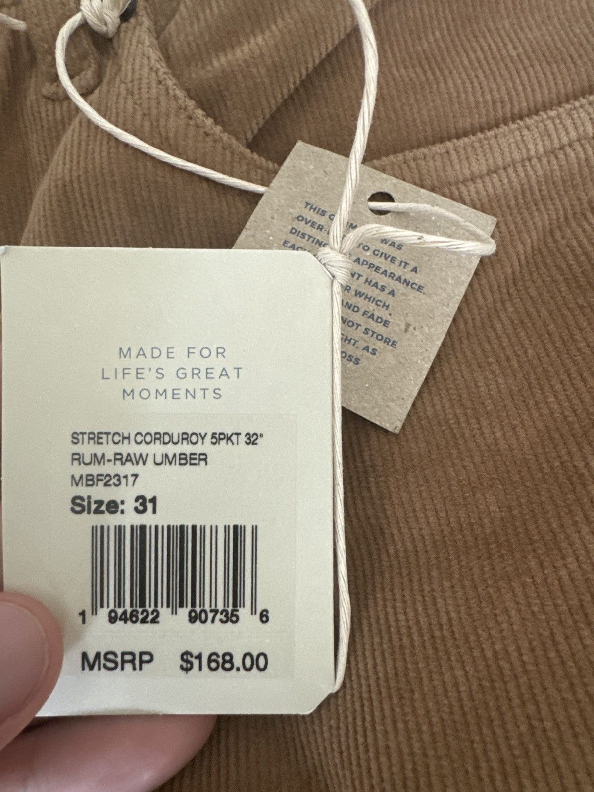 Faherty Brand new faherty brown corduroy pants Size US 31 - 2 Thumbnail