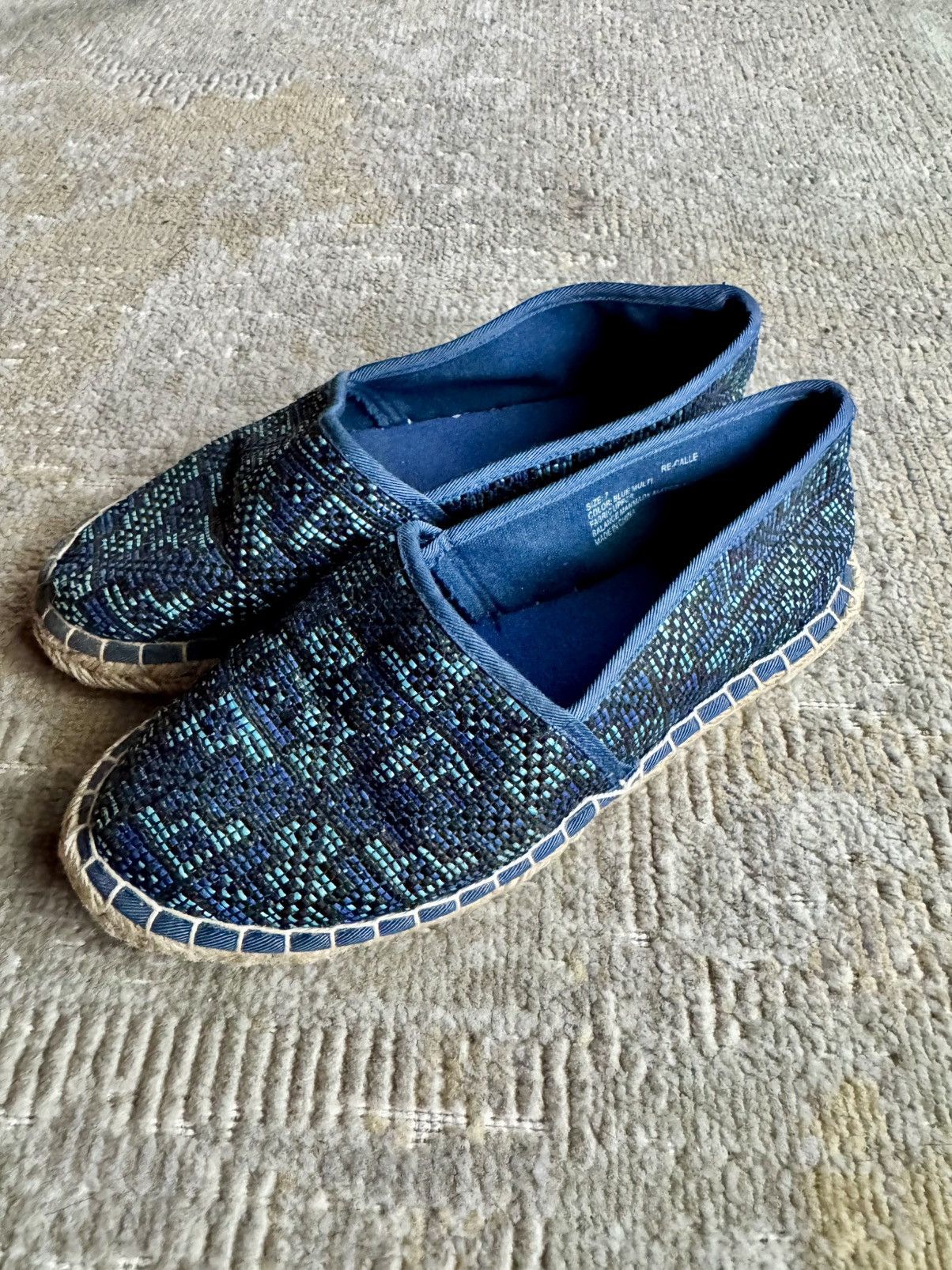 Other Aztec Woven Blue Pattern Espadrille Slip-Ons Size US 7 / IT 37 - 2 Thumbnail