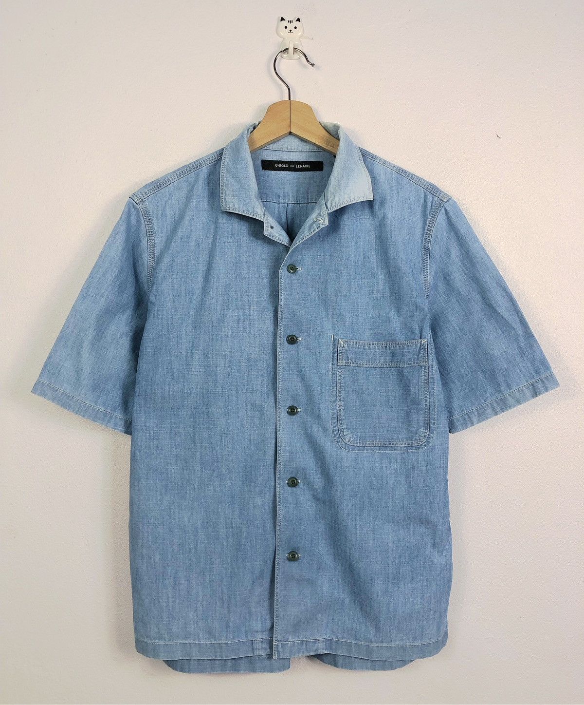 Lemaire (FW24) Denim Shirt with Snaps, Light Snowy Oat — Size 48