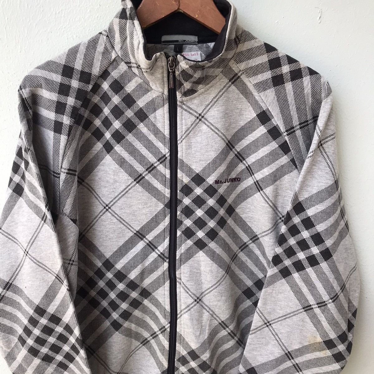 Japanese Brand × Mr. Junko Mr Junko stripes plaid sweater zip up Size US L / EU 52-54 / 3 - 5 Thumbnail
