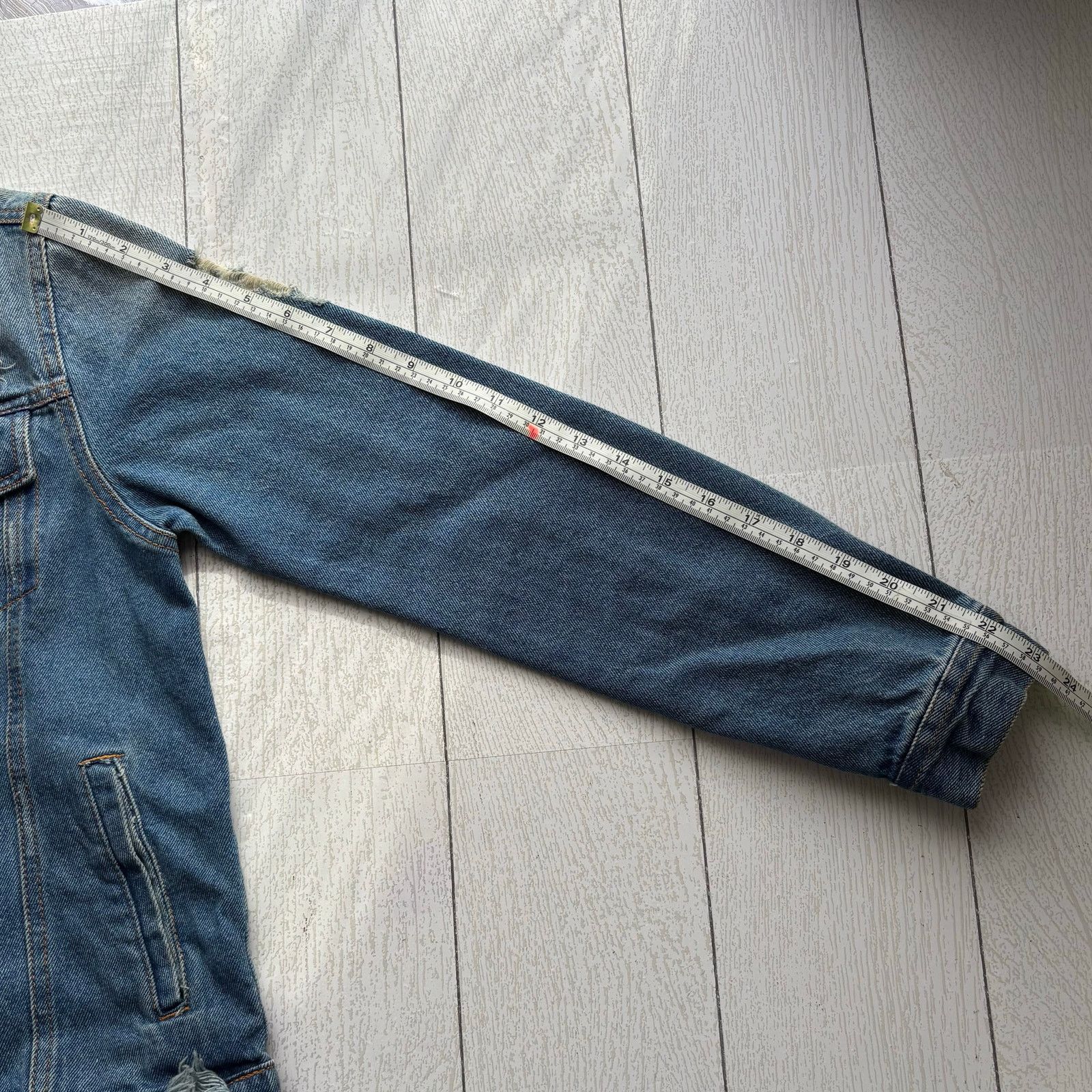 Other Iris Denim Jacket Fringe Hem Distressed Blue Small Button Size S / US 4 / IT 40 - 11 Thumbnail
