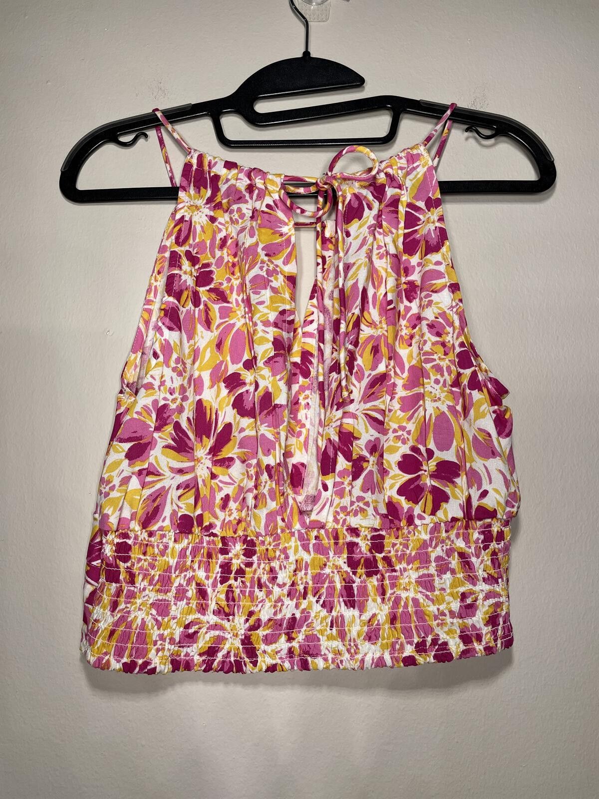 Japanese Brand Japna Floral Halter Crop Top Smocked Boho Festival Blouse M Size M / US 6-8 / IT 42-44 - 5 Thumbnail