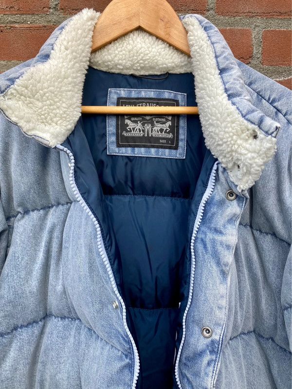 Levi's western super puffer jacket coat Large down denim Size US L / EU 52-54 / 3 - 4 Thumbnail