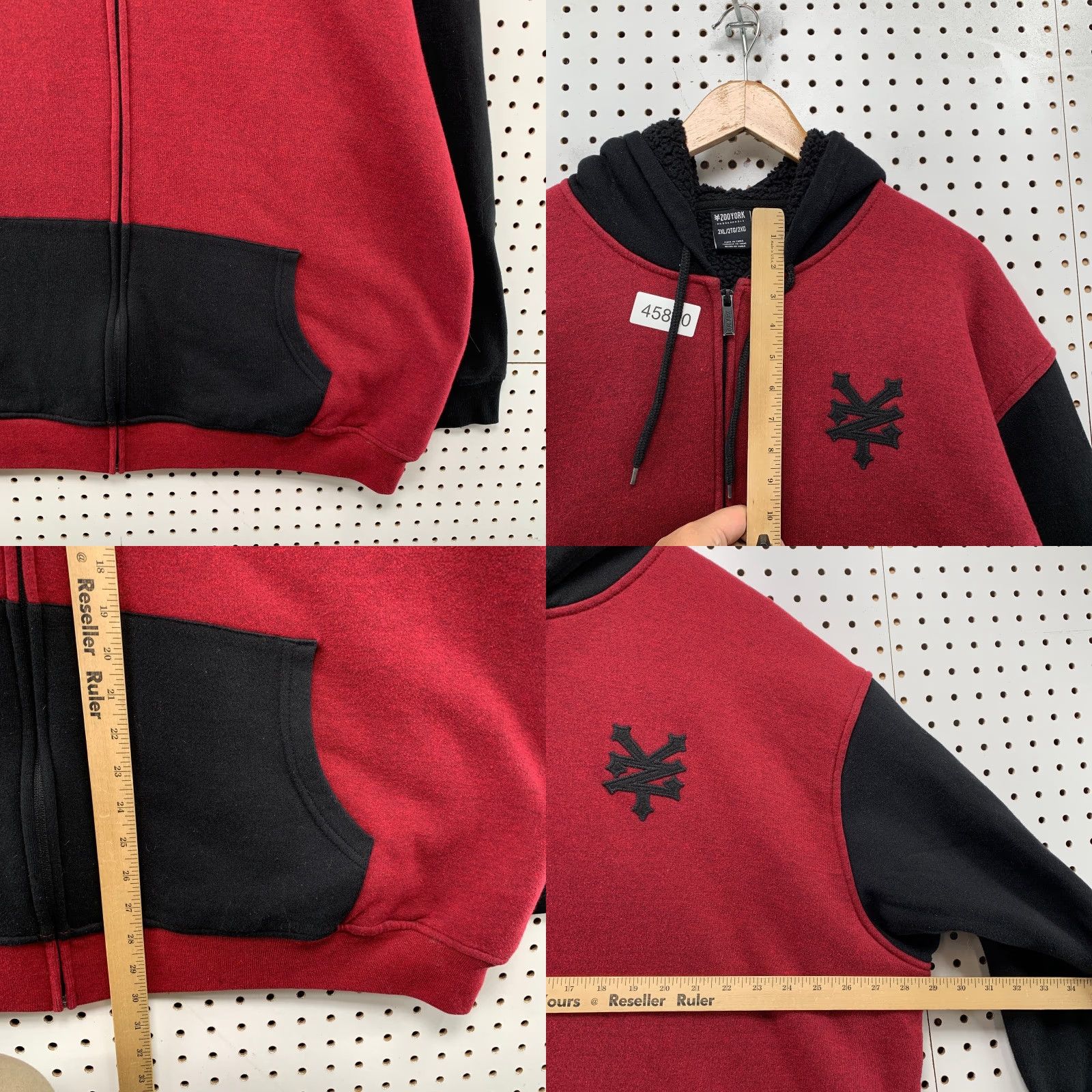 Zoo York VINTAGE Zoo York Hoodie Men 2XL Red Black Sherpa Lined Grunge Skate Shirt Sweatshirt Zip Full Zip Pattern Graphic Print Winter Spring Fall Mens Size US XXL / EU 58 / 5 - 8 Thumbnail