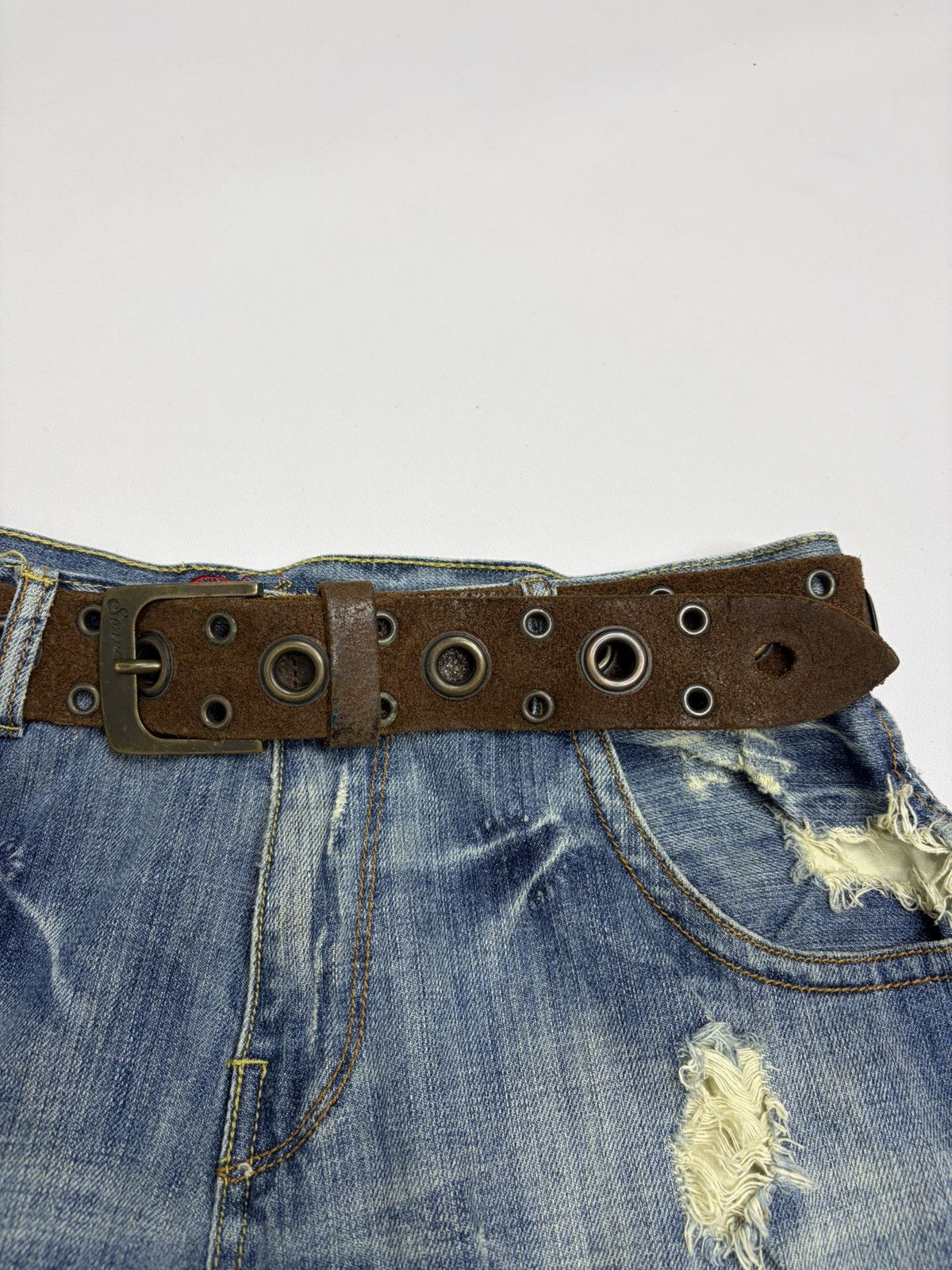 Hysteric Glamour Vintage Y2K Rhinestones Like Number Nine Punk Leather Belt Size 34 - 4 Thumbnail