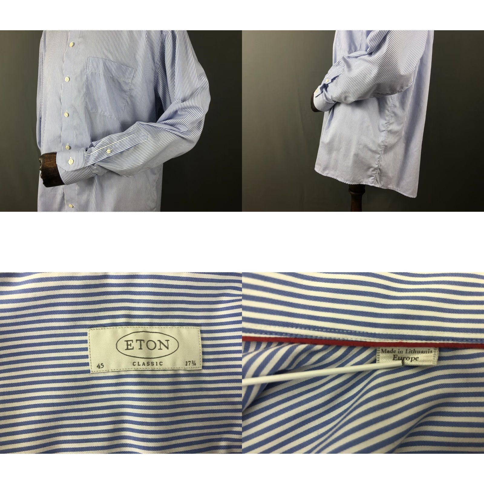 Eton ETON Shirt Button-Up Mens Size 45 White Striped Cotton Size US XL / EU 56 / 4 - 8 Thumbnail