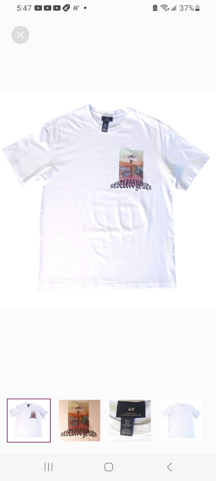 H&M H & M RESTLESS YOUTH, S(Relaxed-Fit), White. Size US S / EU 44-46 / 1 - 1 Thumbnail