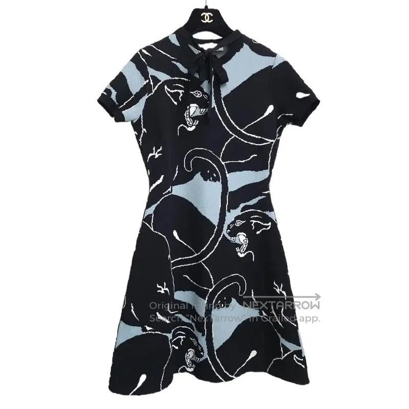 Valentino Valentino Black Patterned Short Sleeve Dress . Size S / US 4 / IT 40 - 2 Thumbnail