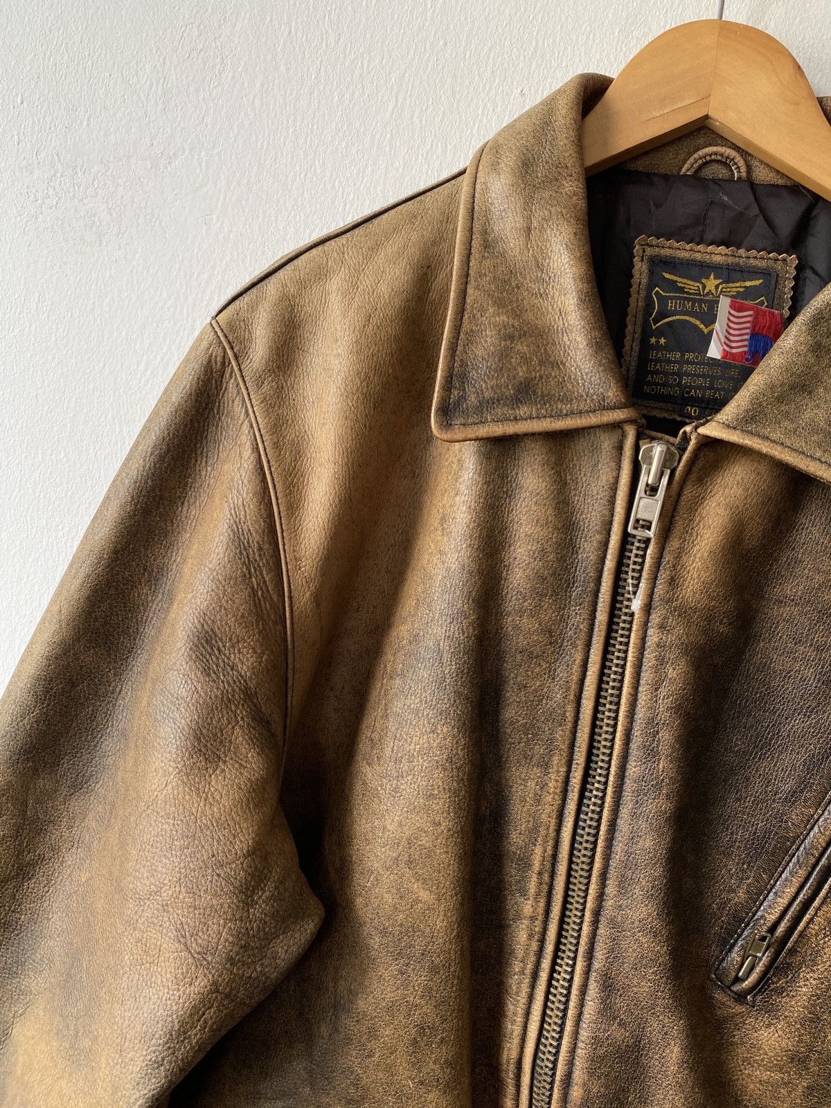 Branded Leather × Vintage Vintage 90s Human Being Union Made Leather Jacket Size US L / EU 52-54 / 3 - 9 Thumbnail